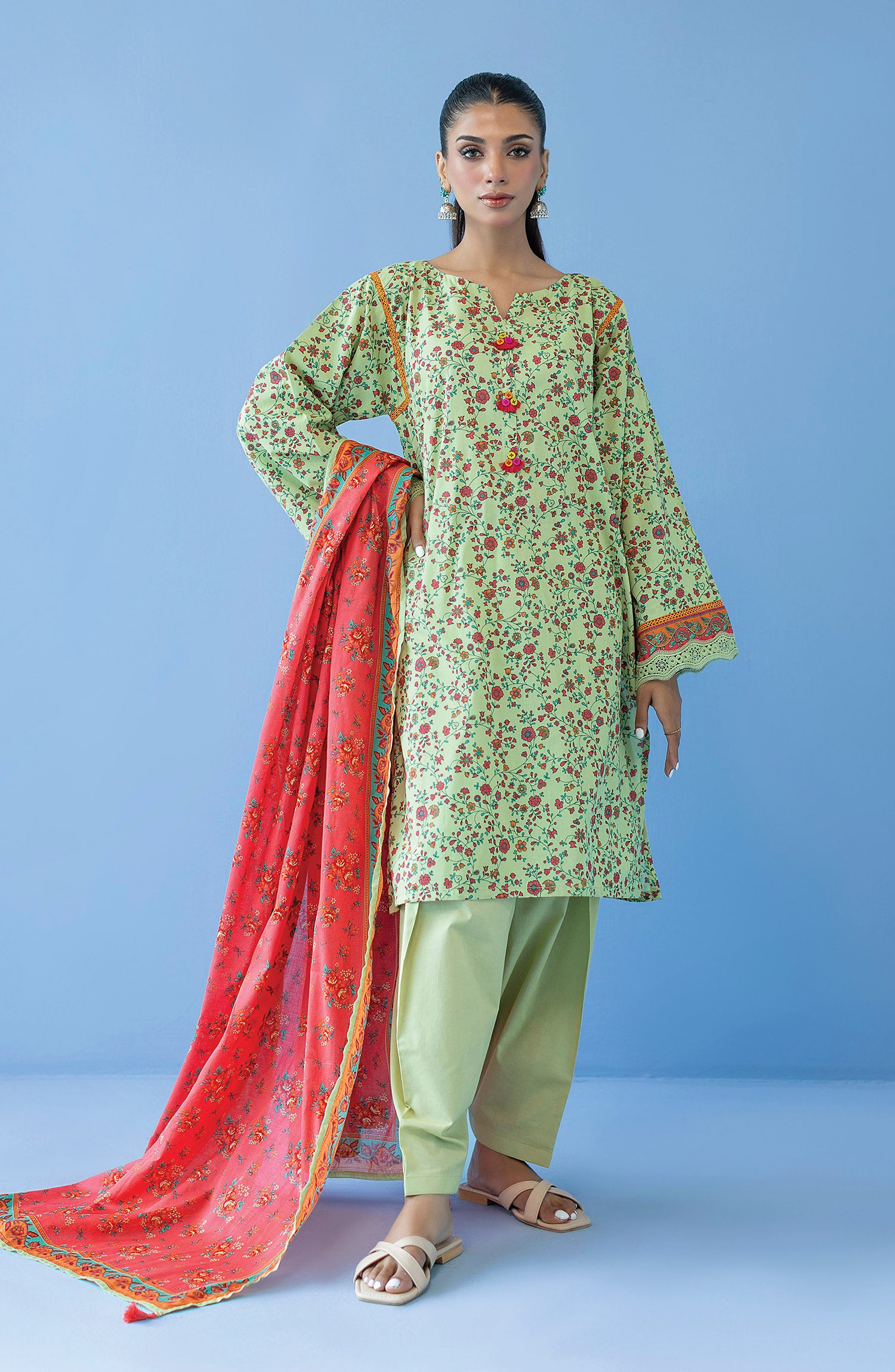 OTL-23-219/U PISTA LAWN  UNSTITCHED SHIRT DUPATTA PANTS