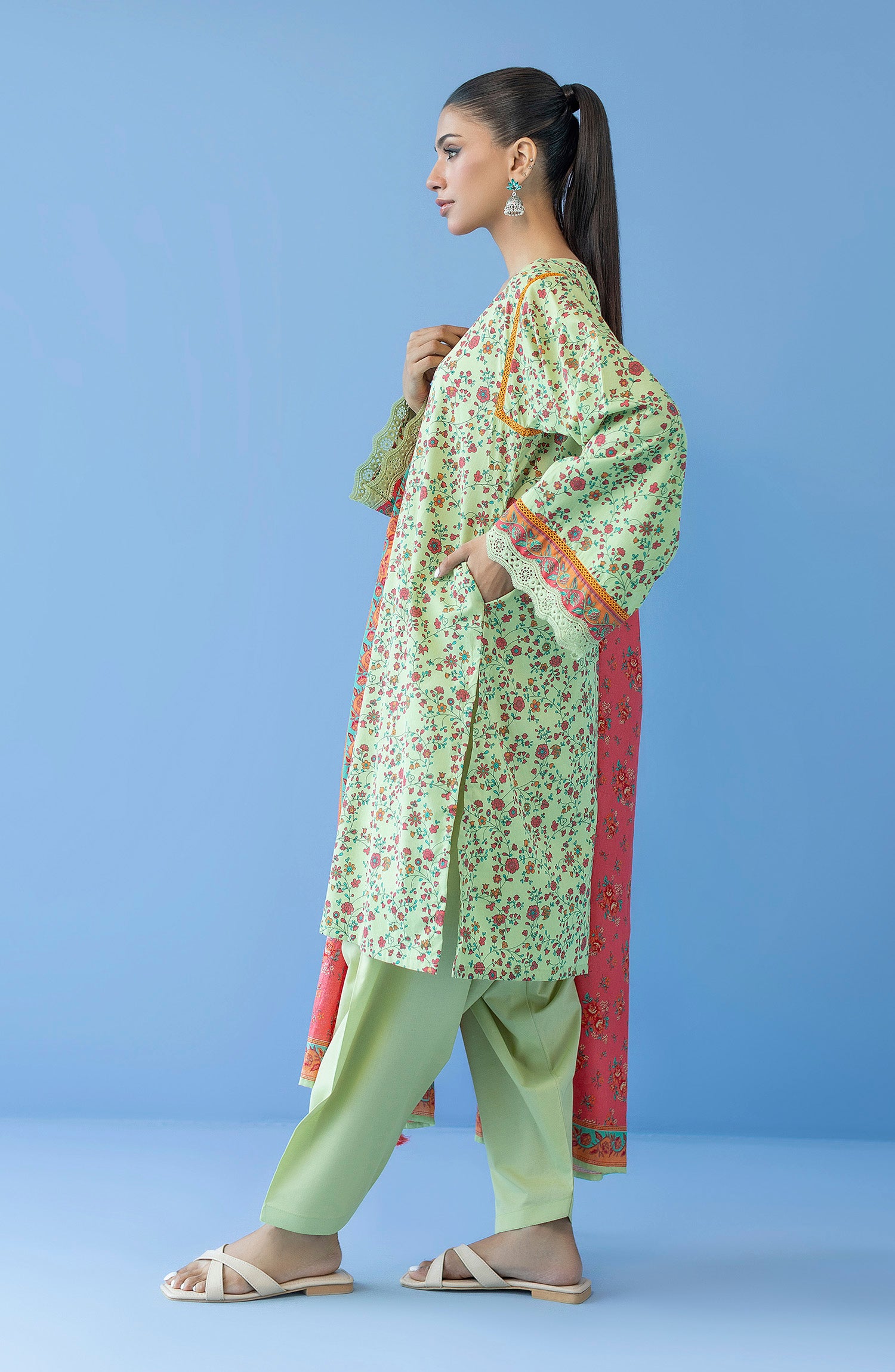 OTL-23-219/U PISTA CAMBRIC  UNSTITCHED SHIRT DUPATTA PANTS