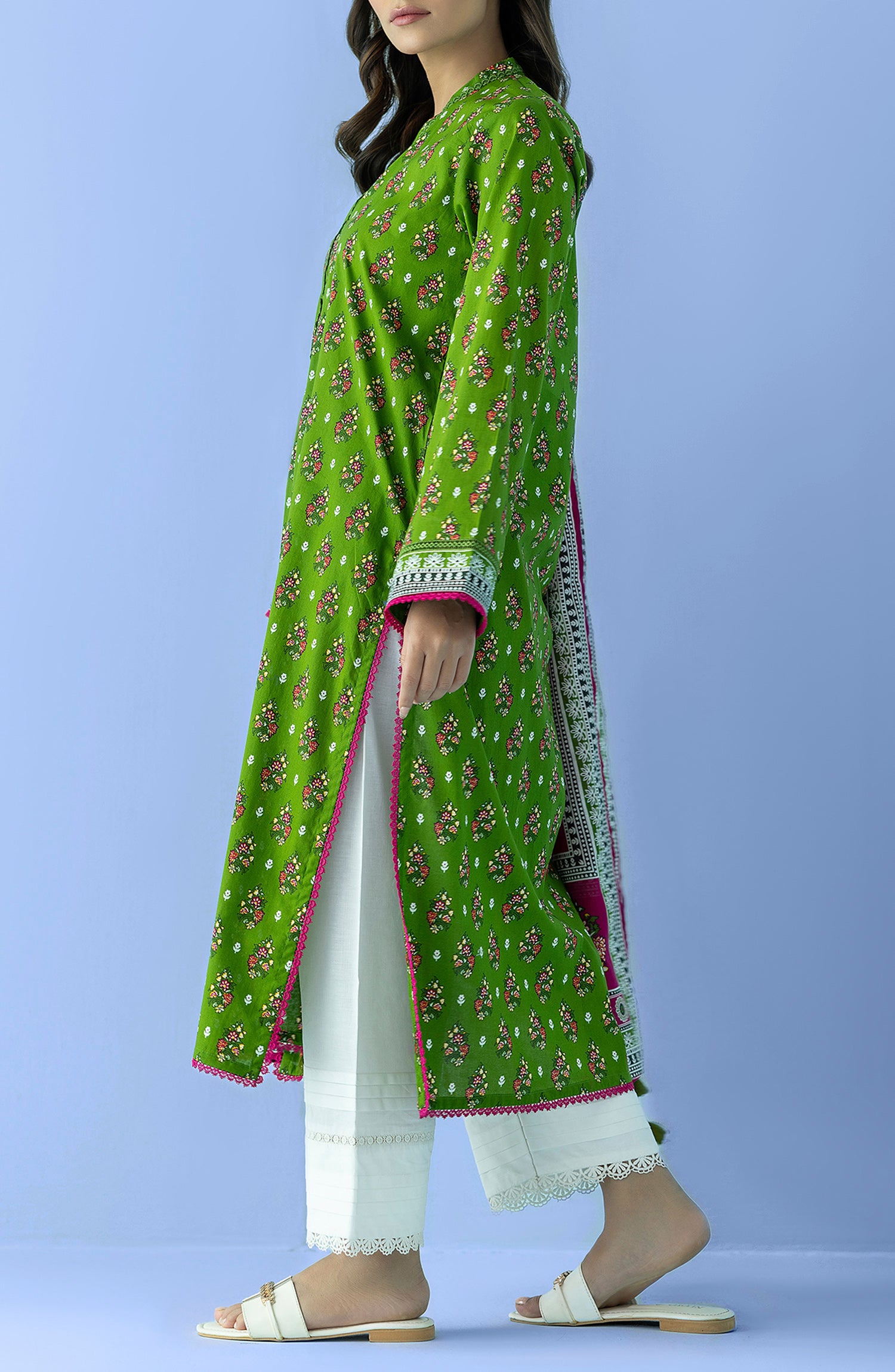 Stitched 2 Piece Printed Lawn Shirt and Lawn Dupatta (NRDS-24-035/S GREEN)