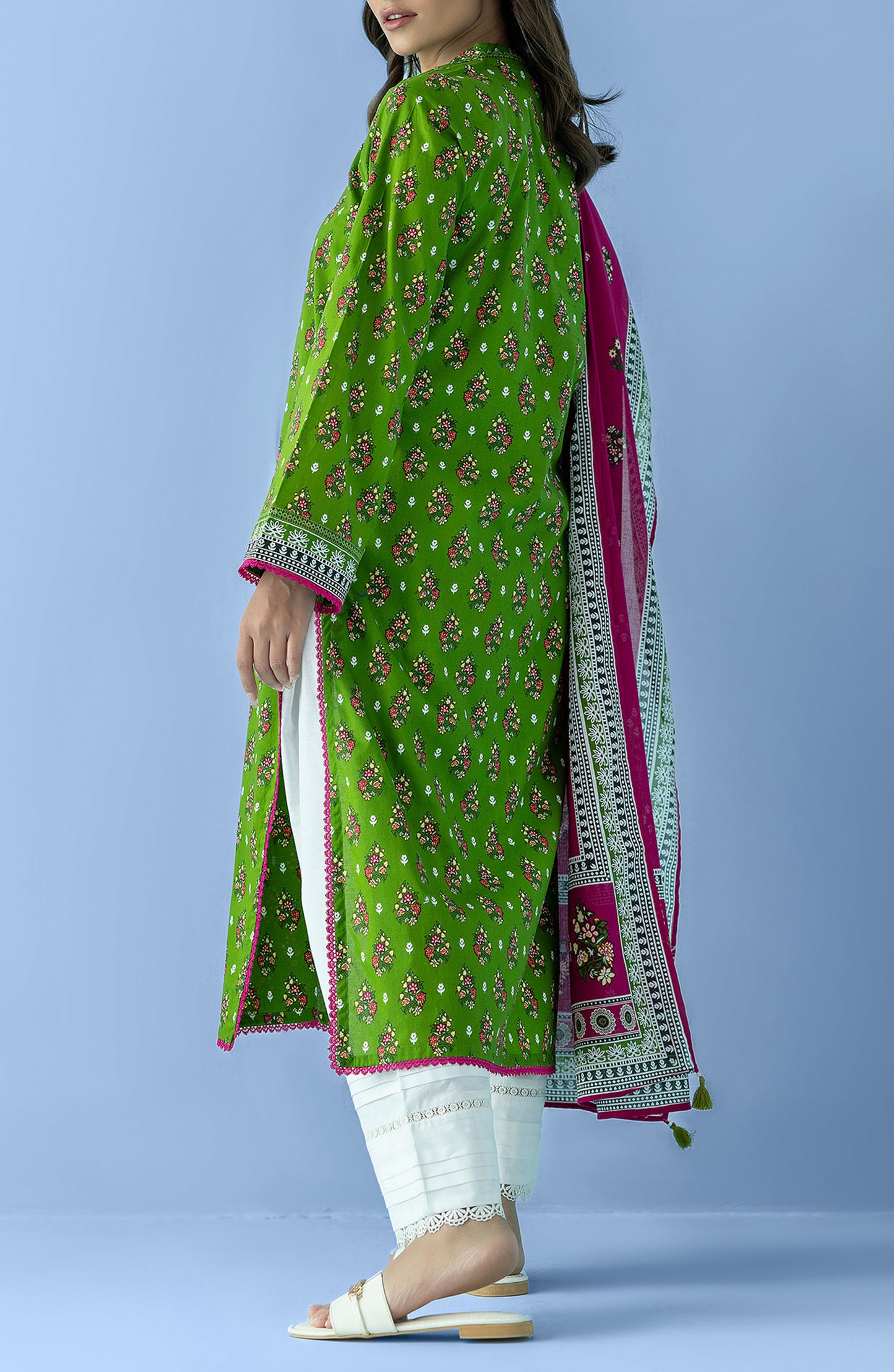 Stitched 2 Piece Printed Lawn Shirt and Lawn Dupatta (NRDS-24-035/S GREEN)