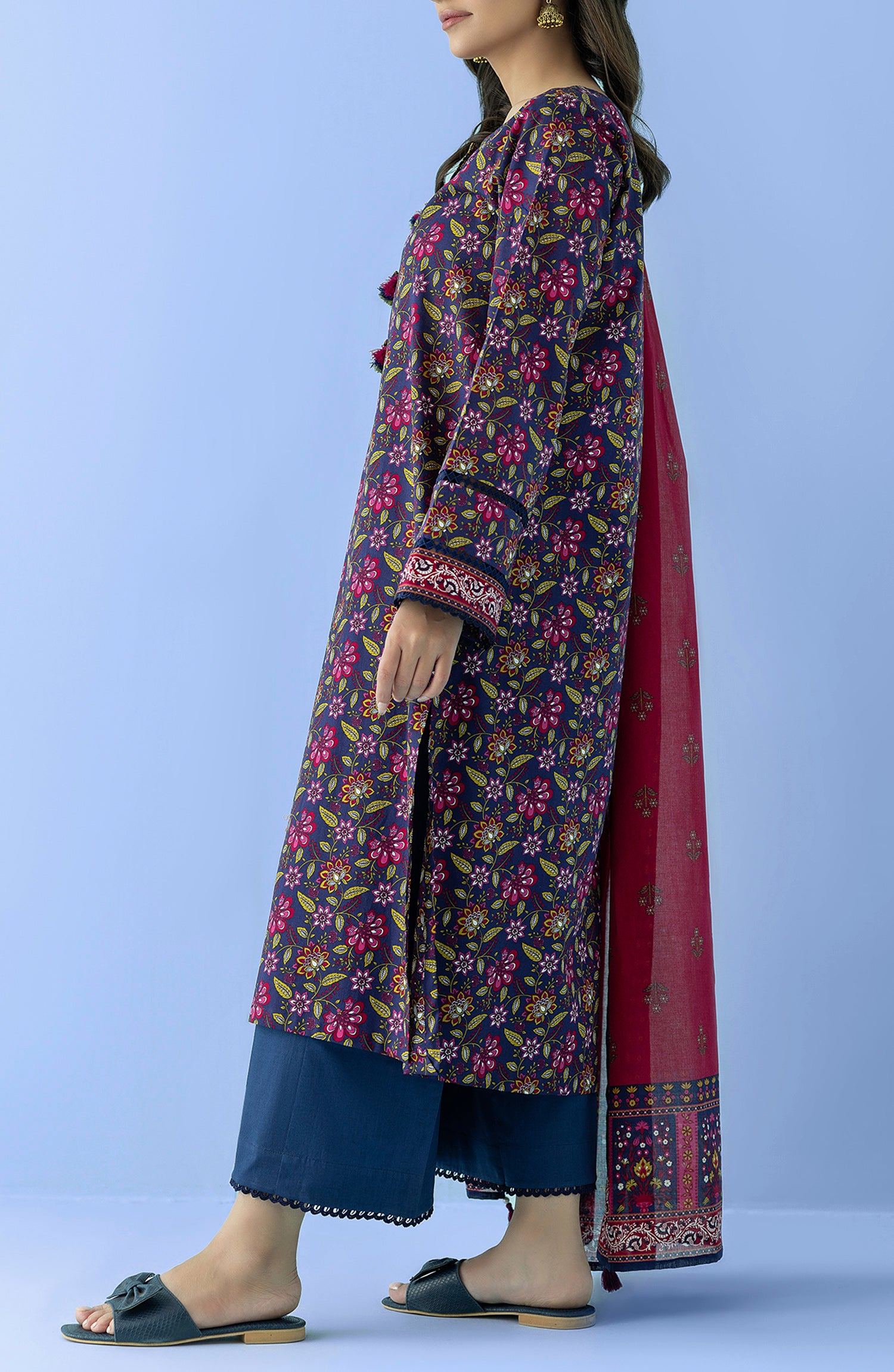 OTL-24-076/U BLUE LAWN Women UNSTITCHED SHIRT DUPATTA PANTS