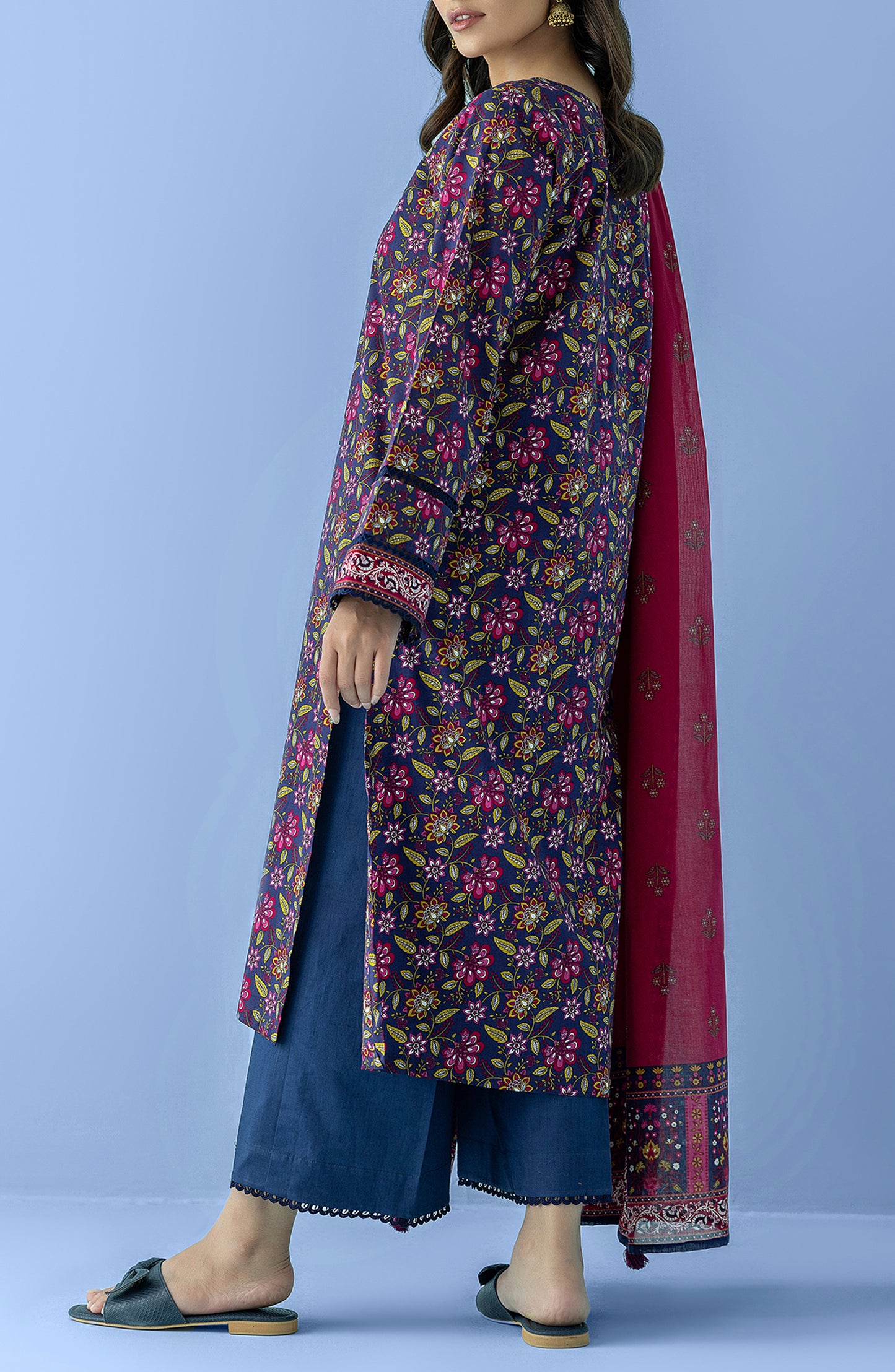 OTL-24-076/U BLUE LAWN Women UNSTITCHED SHIRT DUPATTA PANTS