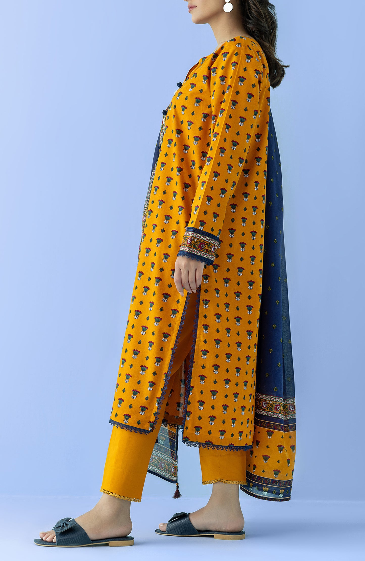 OTL-24-088/U OCHRE LAWN Women UNSTITCHED SHIRT DUPATTA PANTS