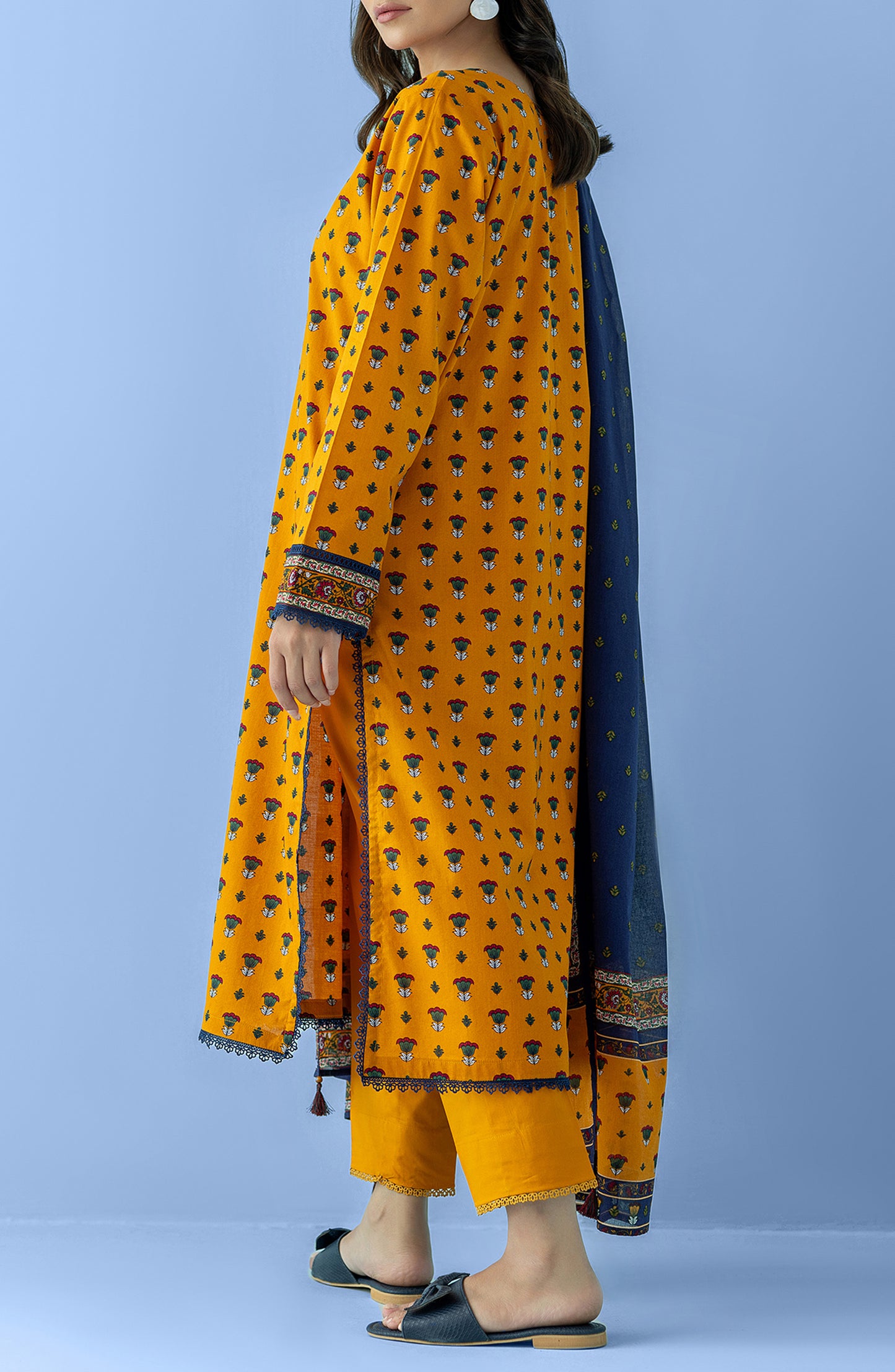 OTL-24-088/U OCHRE LAWN Women UNSTITCHED SHIRT DUPATTA PANTS