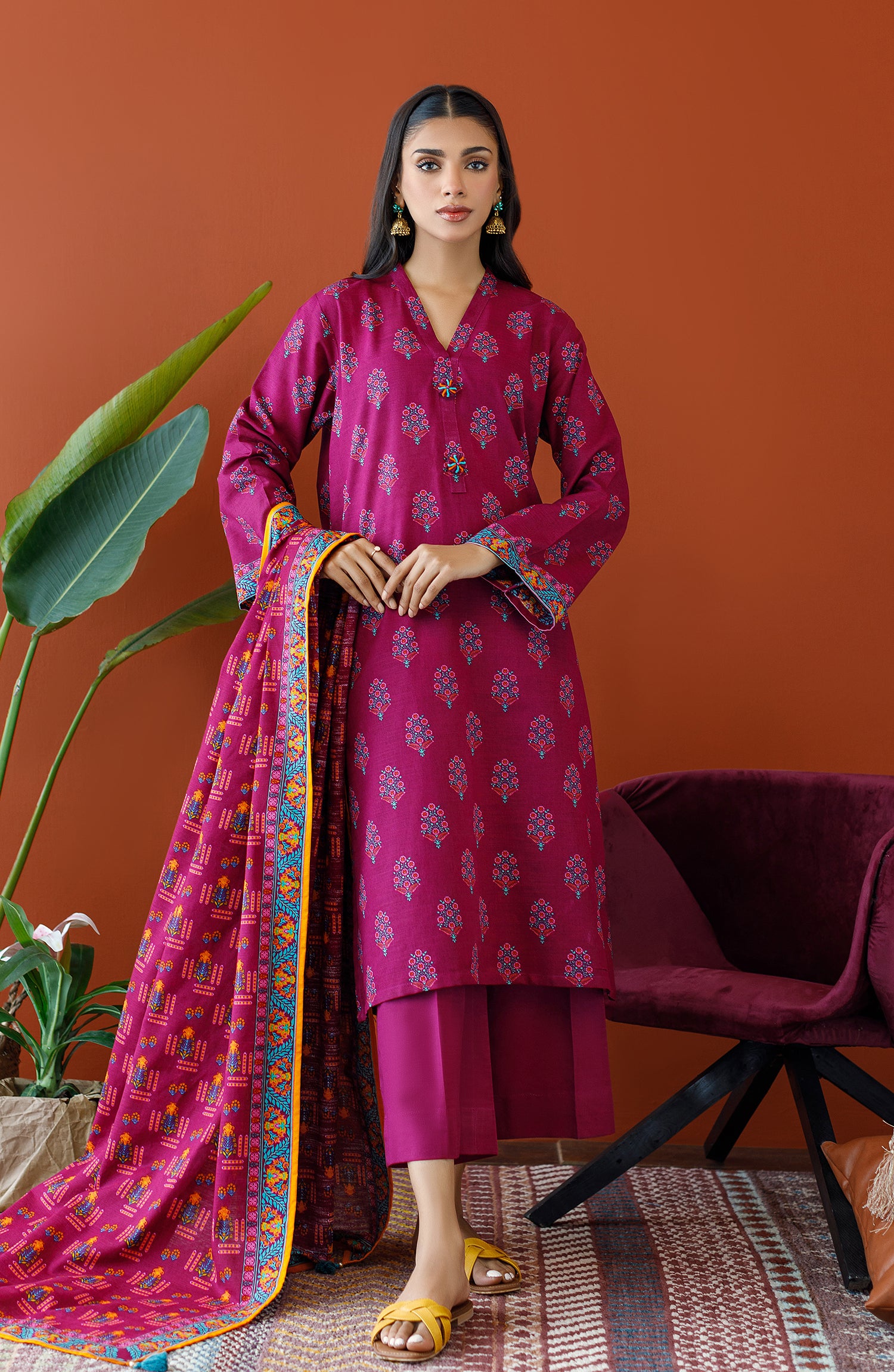 Orient Unstitched 3 Piece Printed Khaddar Shirt , Khaddar Pant And ...