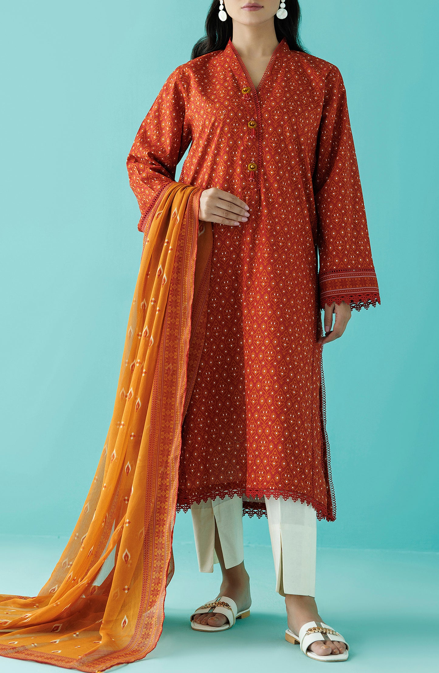 NRDS-24-019/U MAROON LAWN  UNSTITCHED SHIRT DUPATTA