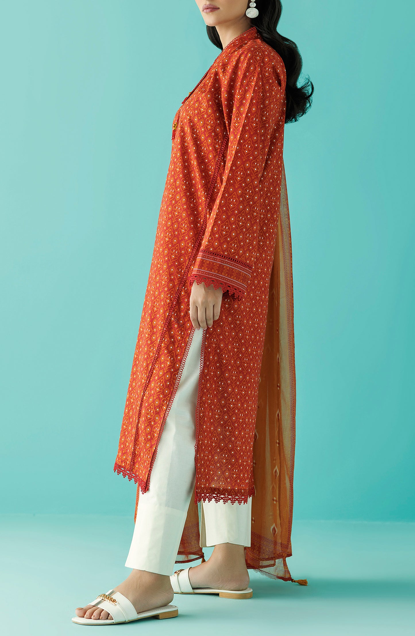 Stitched 2 Piece Premium Solid Casual Lawn Shirt and Bimber Chiffon Dupatta (NRDS-24-019/S MAROON)