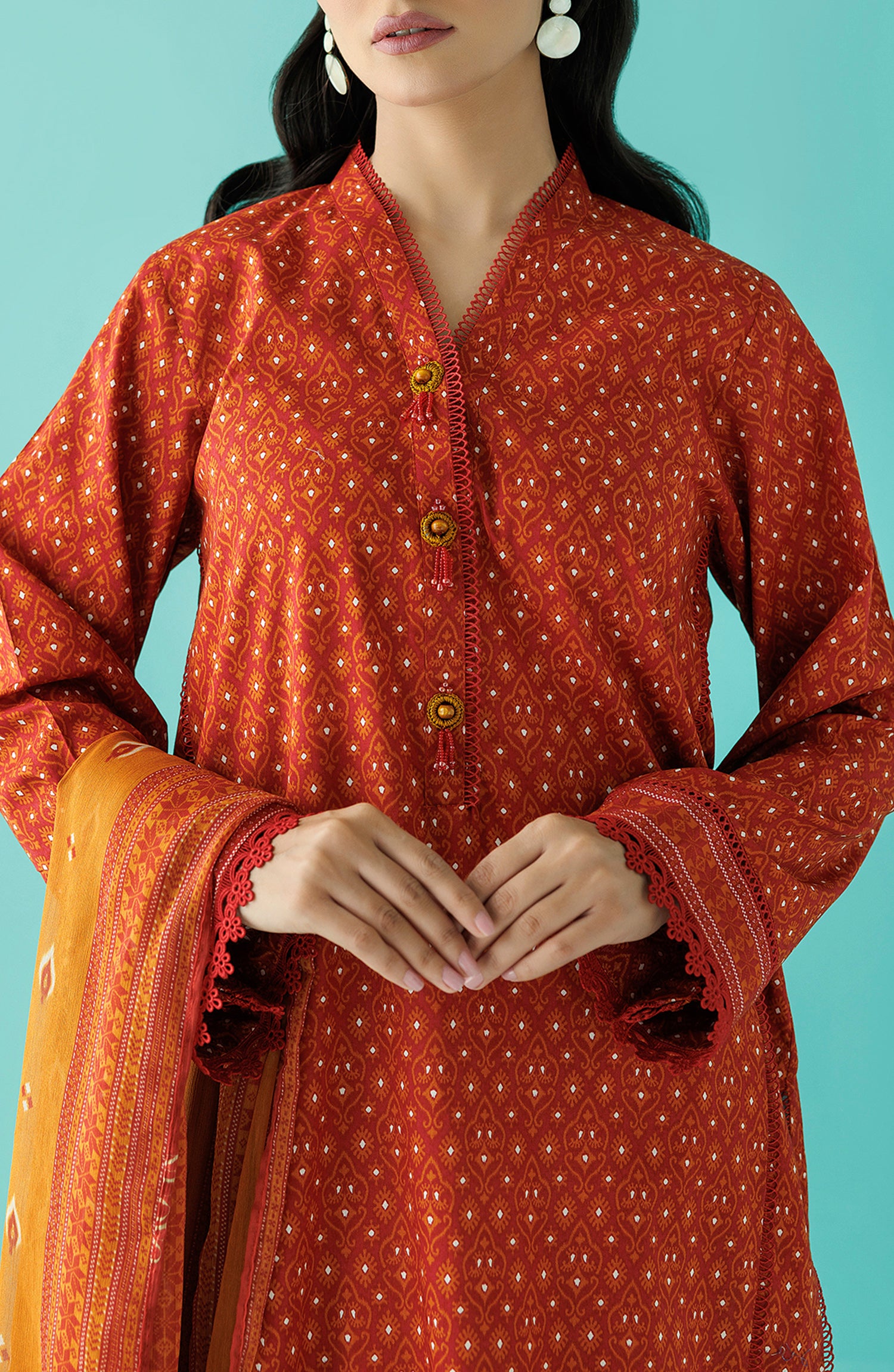 Stitched 2 Piece Premium Solid Casual Lawn Shirt and Bimber Chiffon Dupatta (NRDS-24-019/S MAROON)