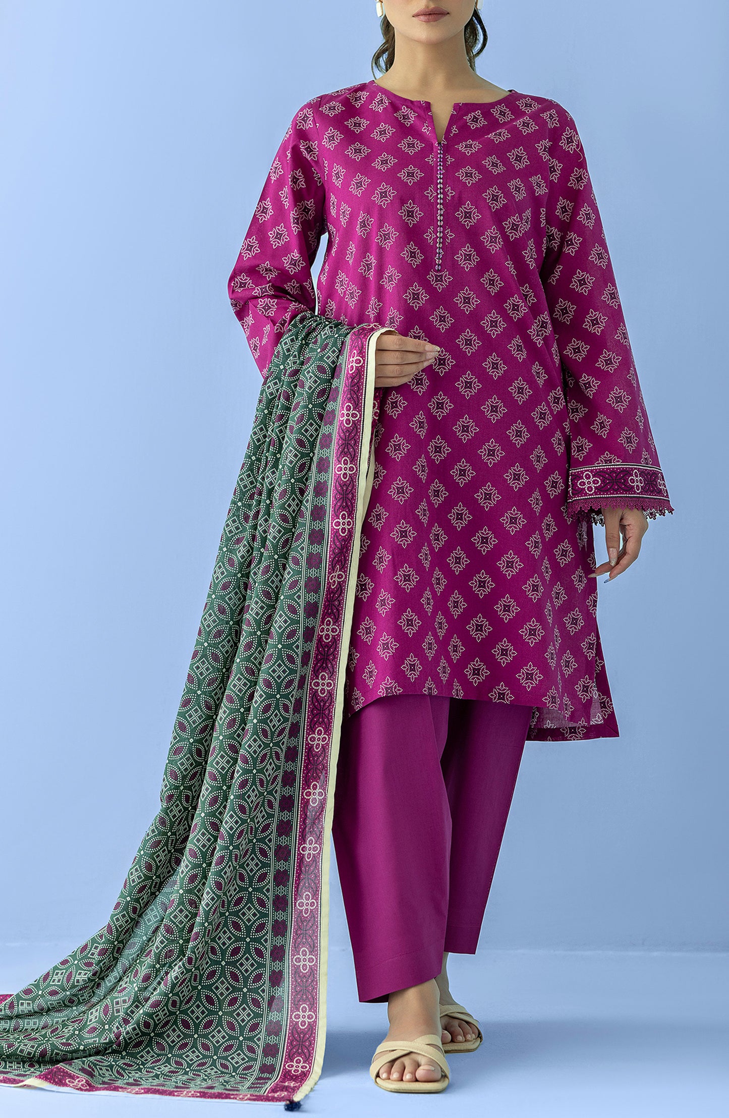 OTL-24-053/U PINK LAWN Women UNSTITCHED SHIRT DUPATTA PANTS