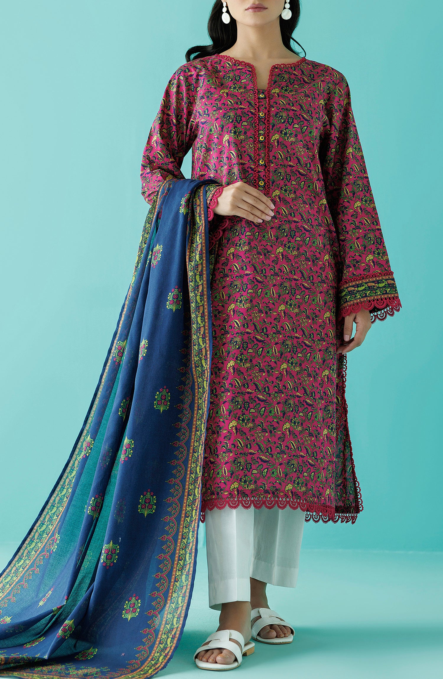 NRDS-24-037/U PINK LAWN  UNSTITCHED SHIRT DUPATTA