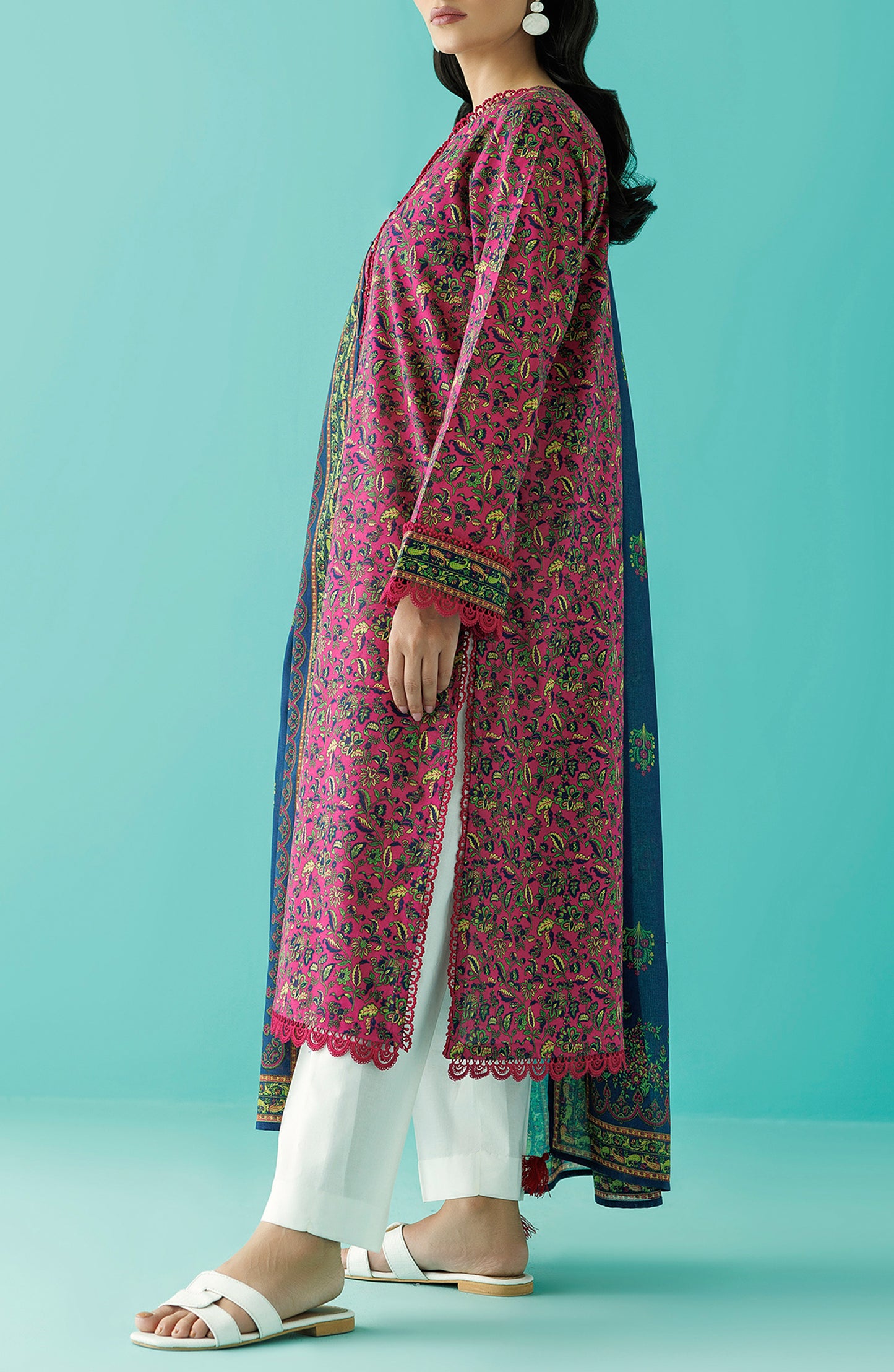 Stitched 2 Piece Printed Lawn Shirt and Lawn Dupatta (NRDS-24-037/S PINK)