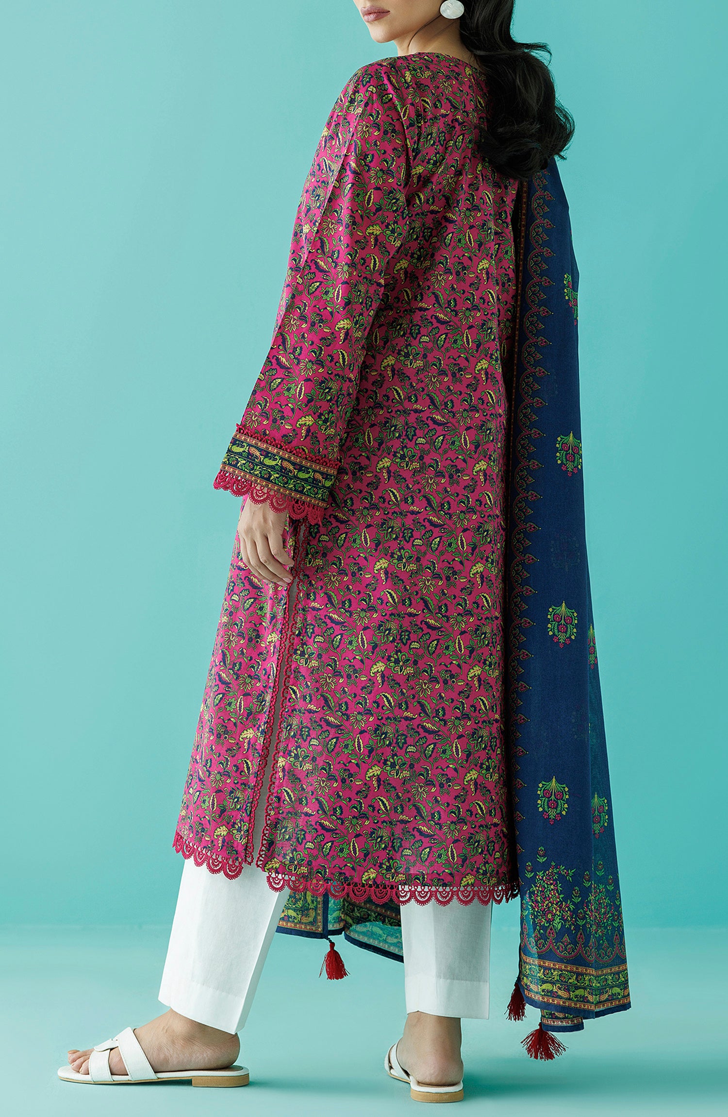 Stitched 2 Piece Printed Lawn Shirt and Lawn Dupatta (NRDS-24-037/S PINK)