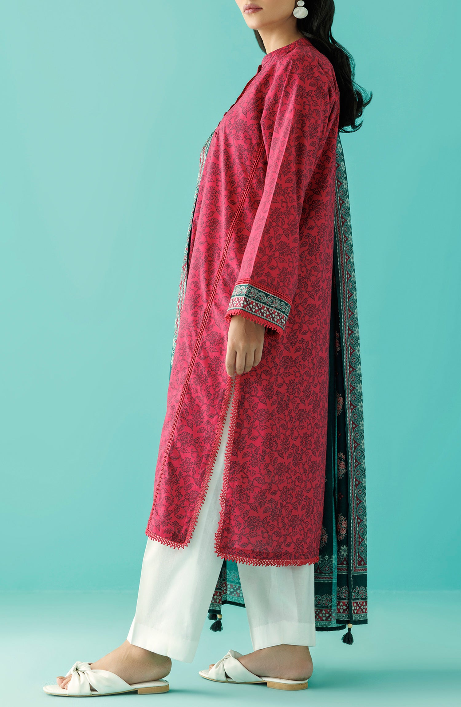 Stitched 2 Piece Printed Lawn Shirt and Lawn Dupatta (NRDS-24-038/S PINK)