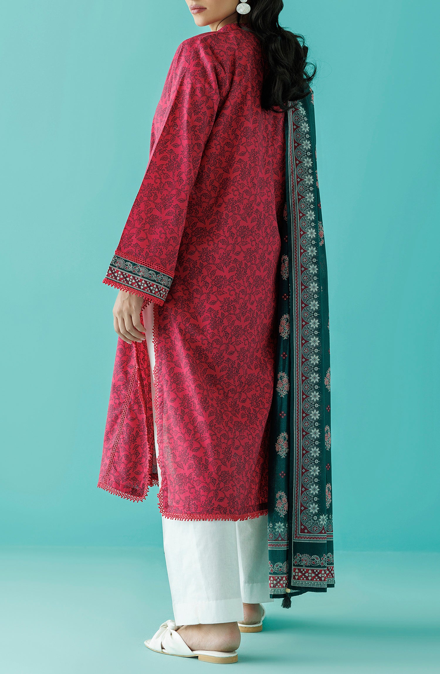 Stitched 2 Piece Printed Lawn Shirt and Lawn Dupatta (NRDS-24-038/S PINK)