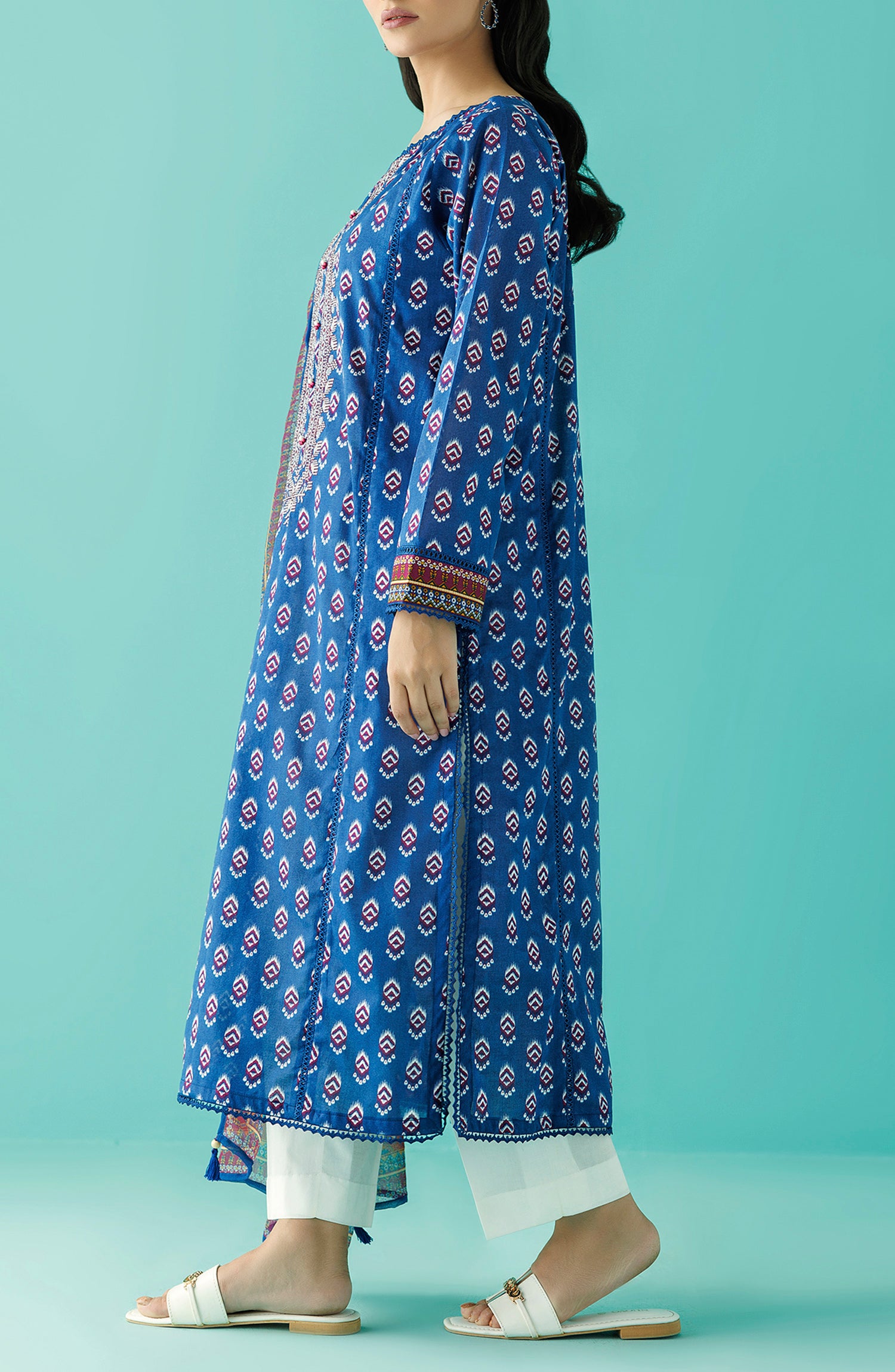 NRDS-24-017/U BLUE LAWN  UNSTITCHED SHIRT DUPATTA