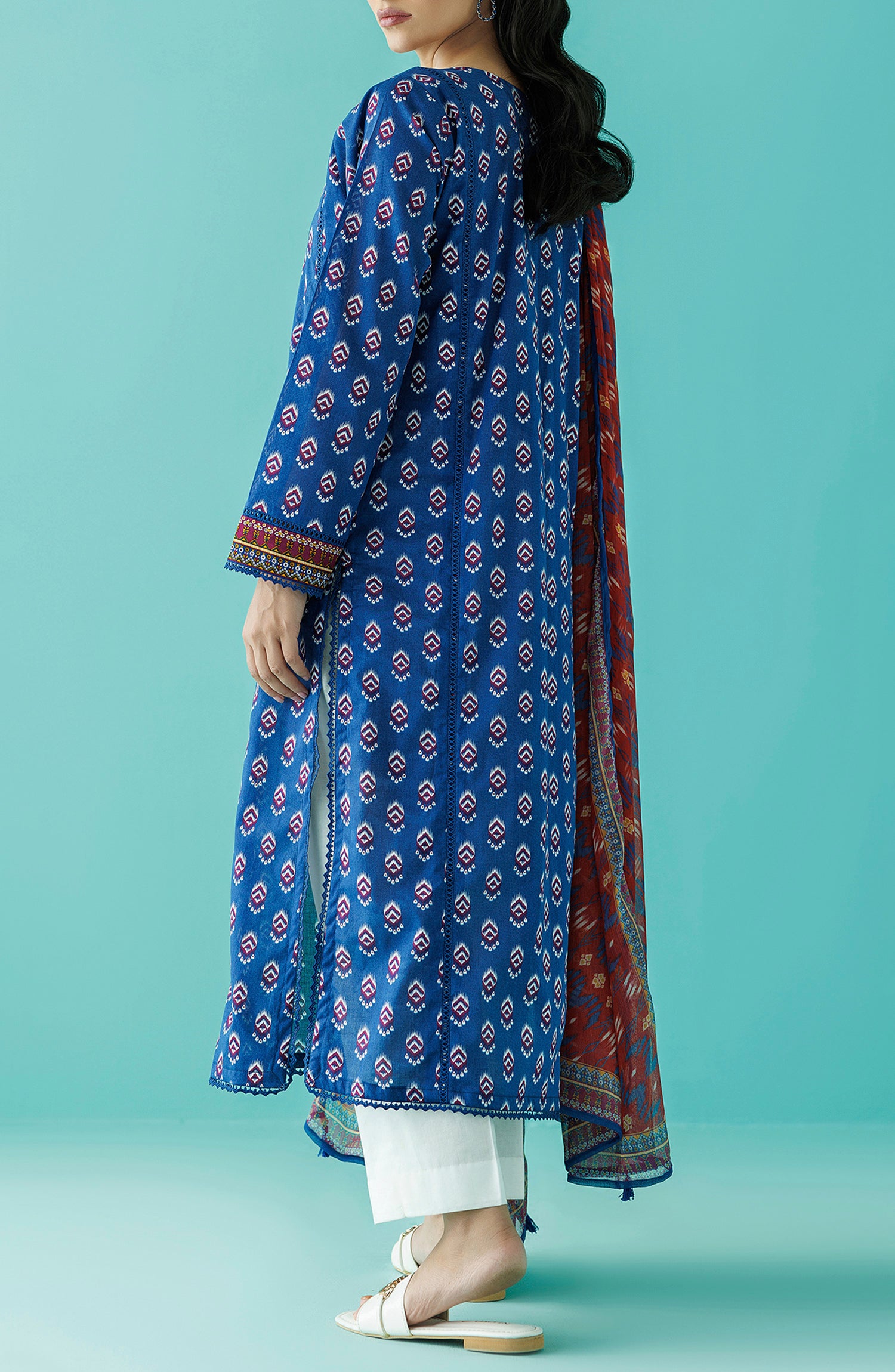 NRDS-24-017/U BLUE LAWN  UNSTITCHED SHIRT DUPATTA