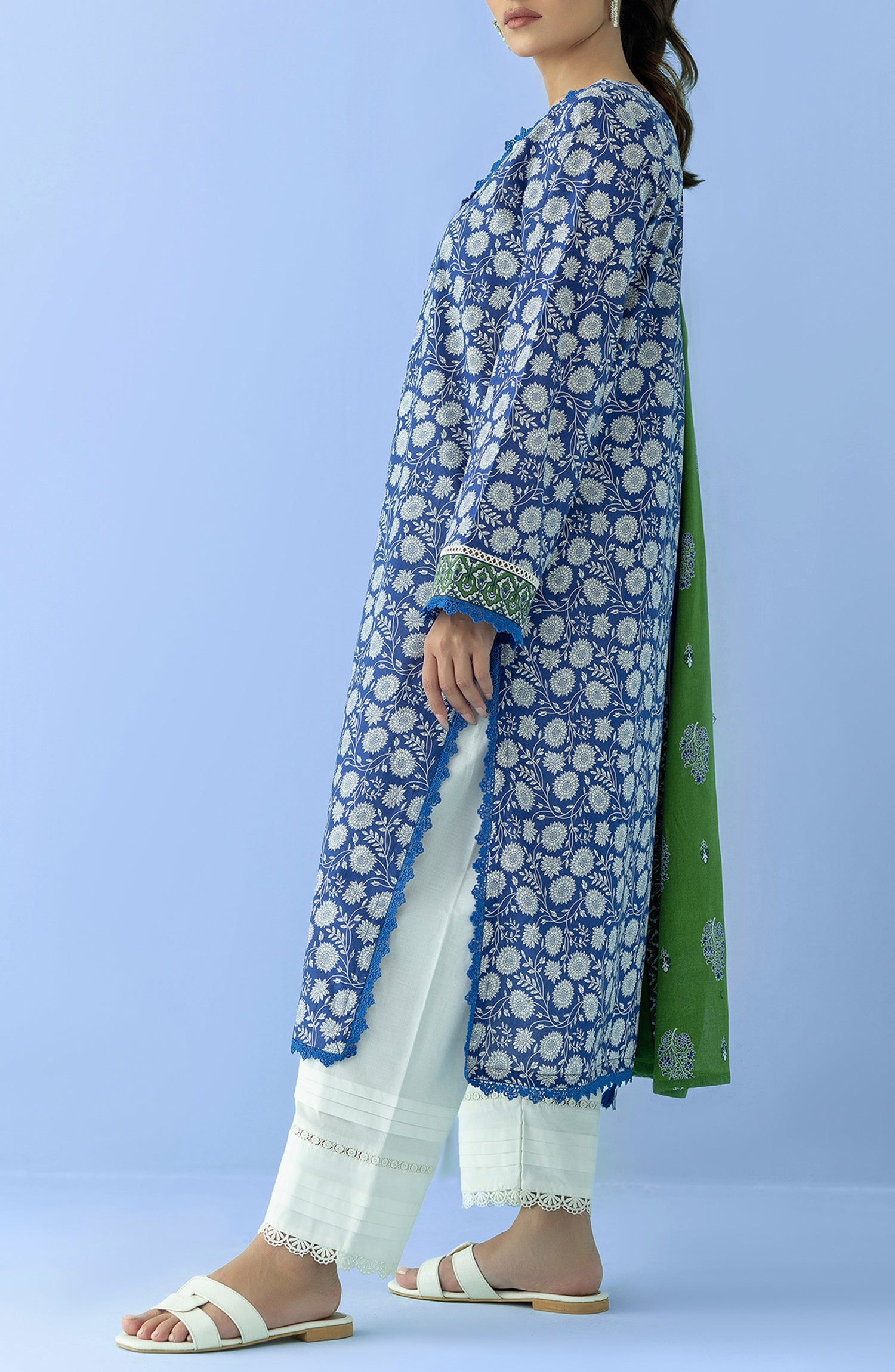 Stitched 2 Piece Printed Lawn Shirt and Lawn Dupatta (NRDS-24-004/S BLUE)