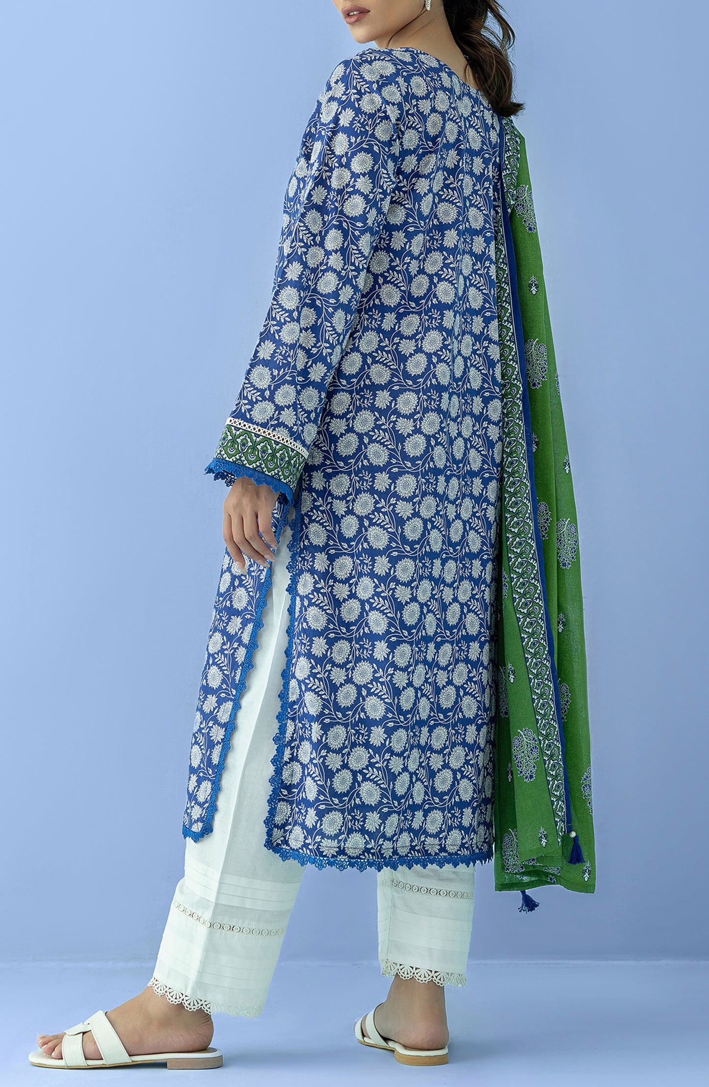 Stitched 2 Piece Printed Lawn Shirt and Lawn Dupatta (NRDS-24-004/S BLUE)