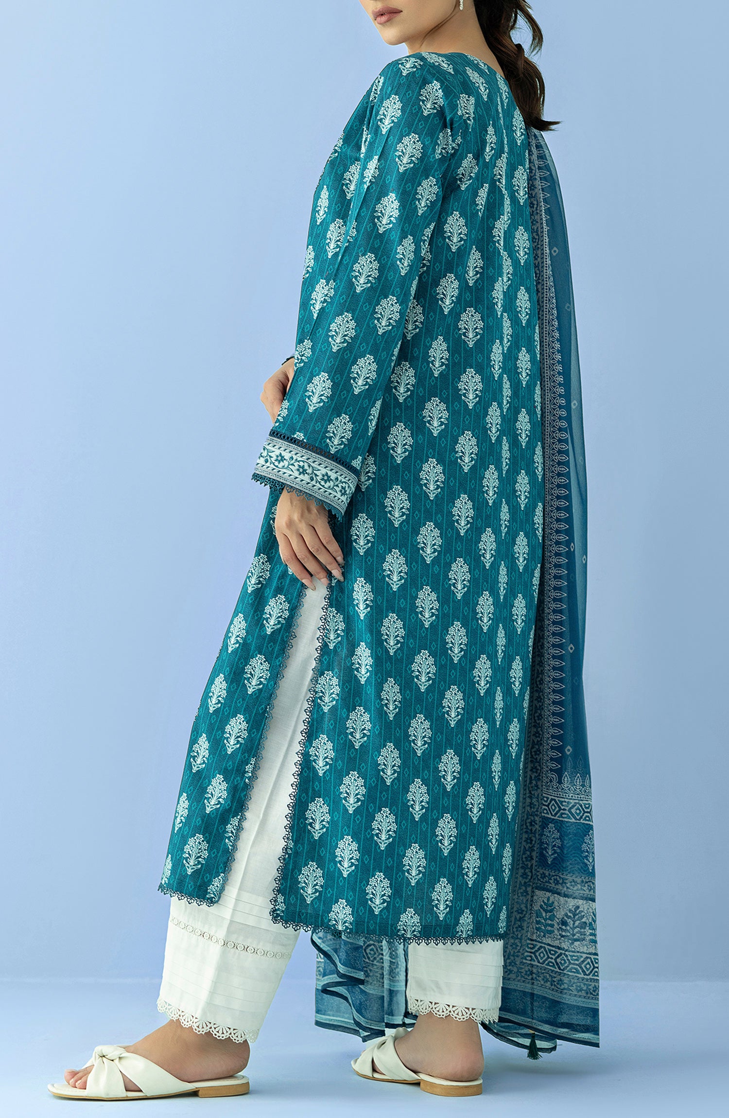 NRDS-24-010/U BLUE LAWN  UNSTITCHED SHIRT DUPATTA