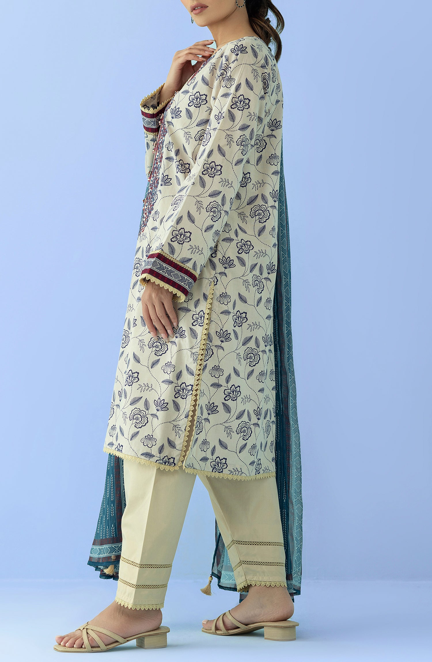 OTL-24-227/U BEIGE LAWN Women UNSTITCHED SHIRT DUPATTA PANTS