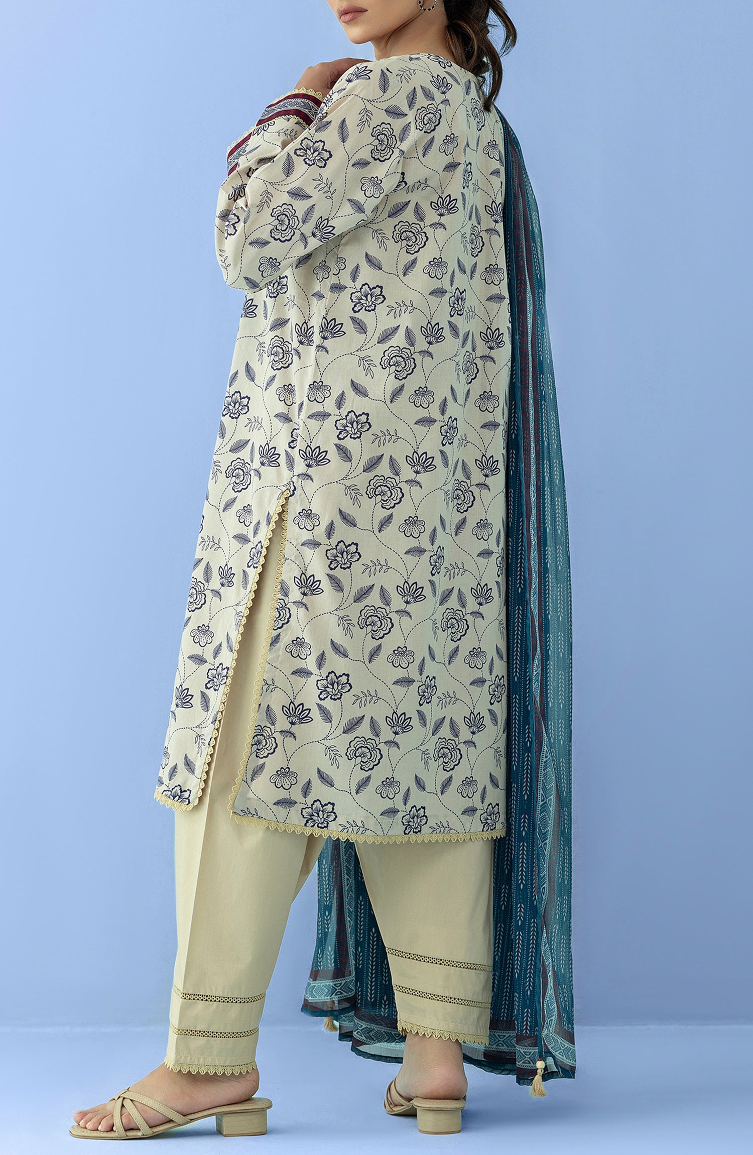 OTL-24-227/U BEIGE LAWN Women UNSTITCHED SHIRT DUPATTA PANTS