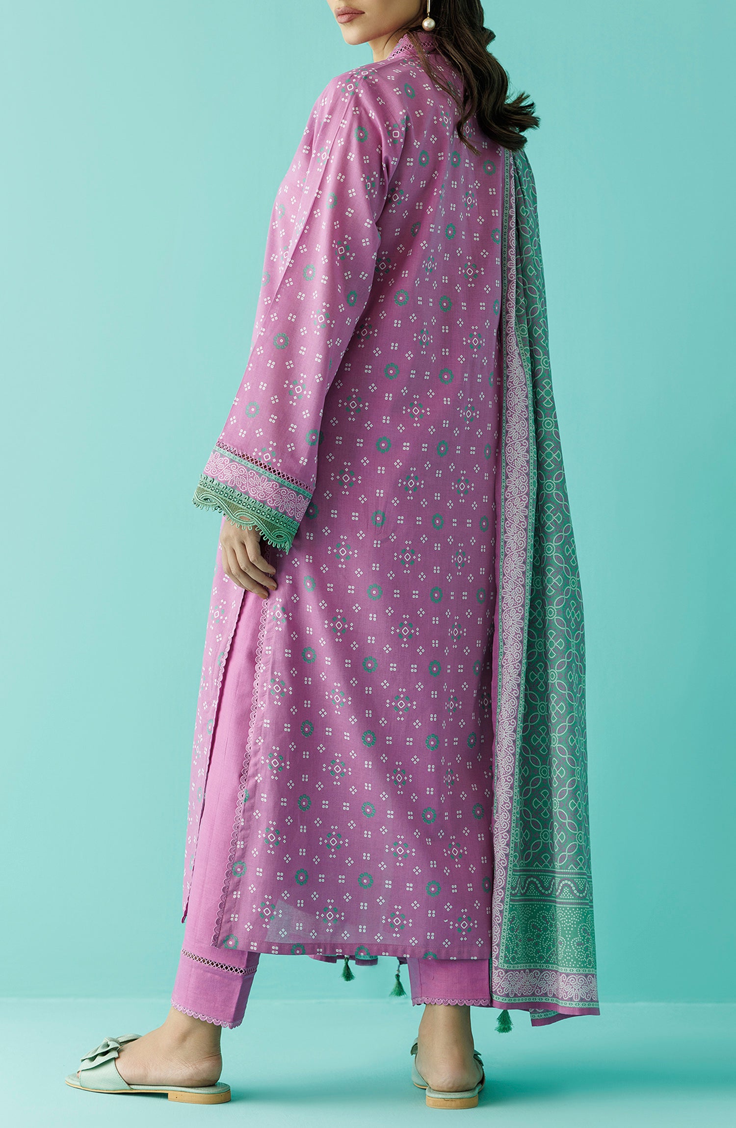 Stitched 3 Piece Printed Lawn Shirt , Cambric Pant and Lawn Dupatta (OTL-24-047/S FONDANT PINK)