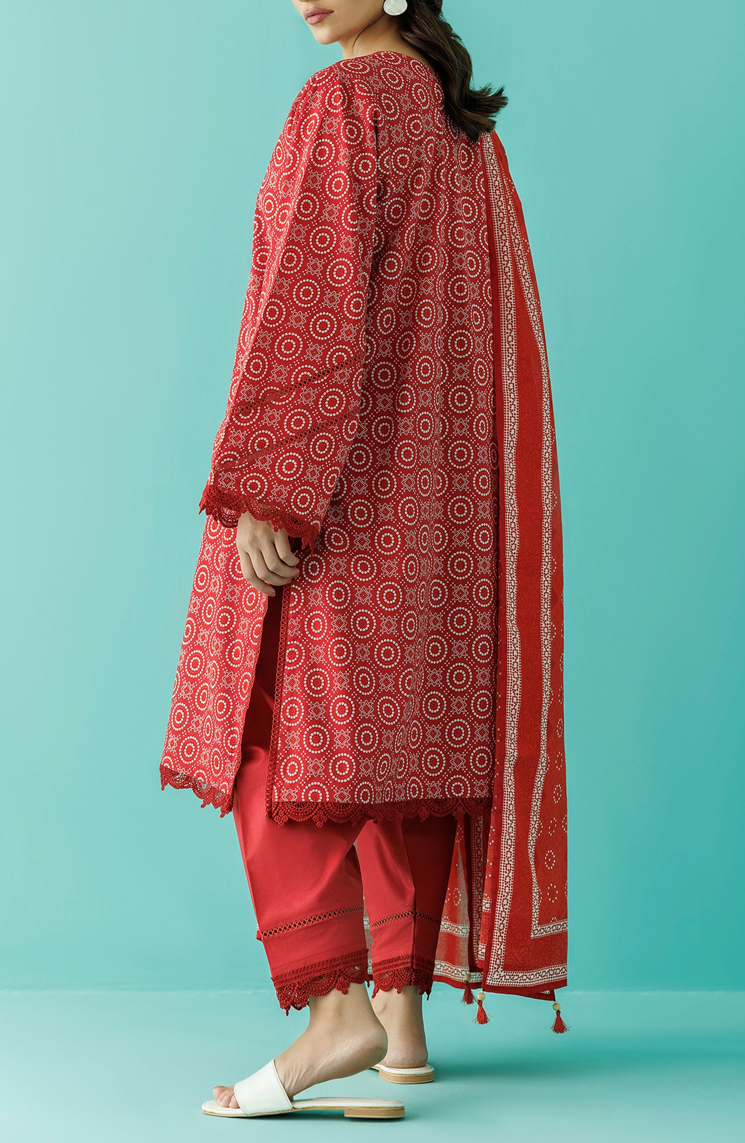 OTL-24-050/U RED LAWN Women UNSTITCHED SHIRT DUPATTA PANTS