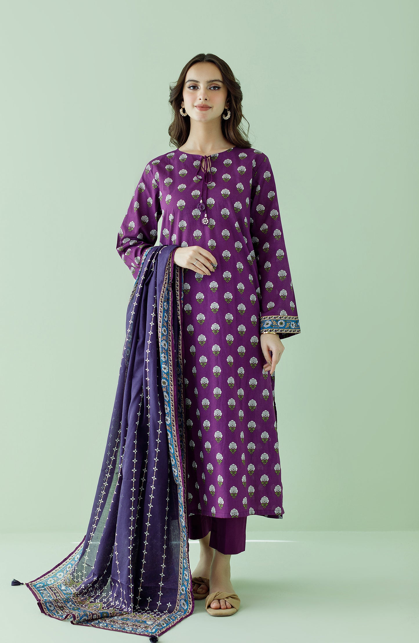 OTL-23-359/U PURPLE LAWN Women UNSTITCHED SHIRT DUPATTA PANTS