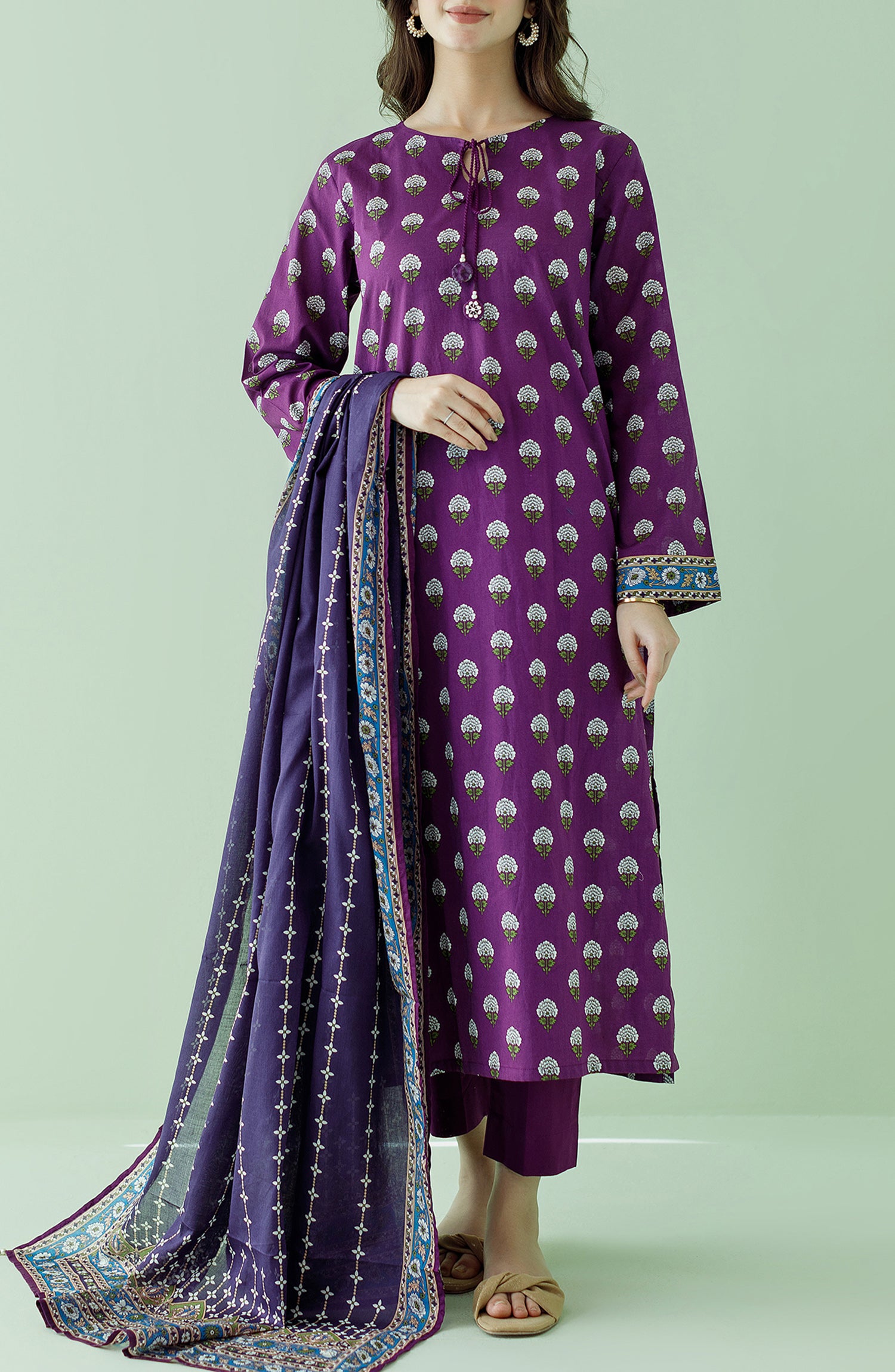 OTL-23-359/U PURPLE LAWN Women UNSTITCHED SHIRT DUPATTA PANTS