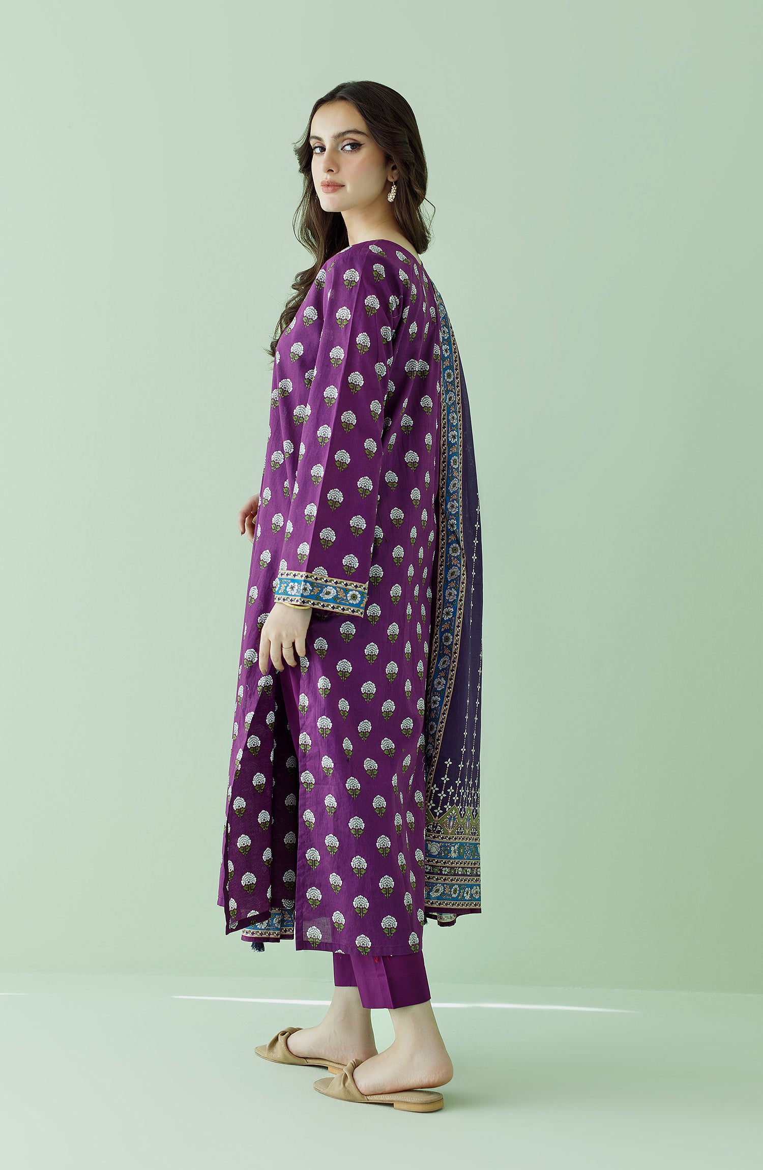 OTL-23-359/U PURPLE LAWN Women UNSTITCHED SHIRT DUPATTA PANTS