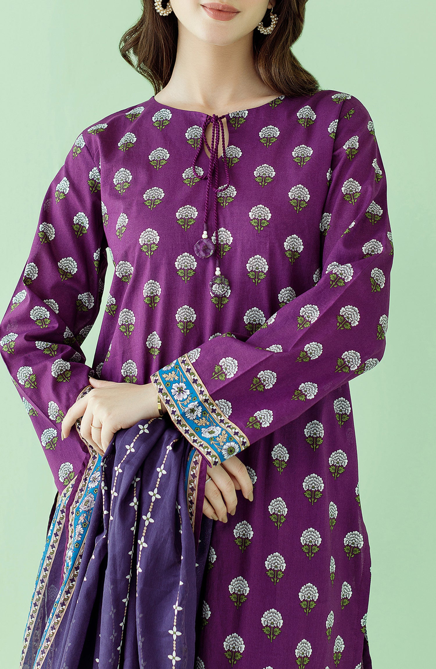 OTL-23-359/U PURPLE LAWN Women UNSTITCHED SHIRT DUPATTA PANTS