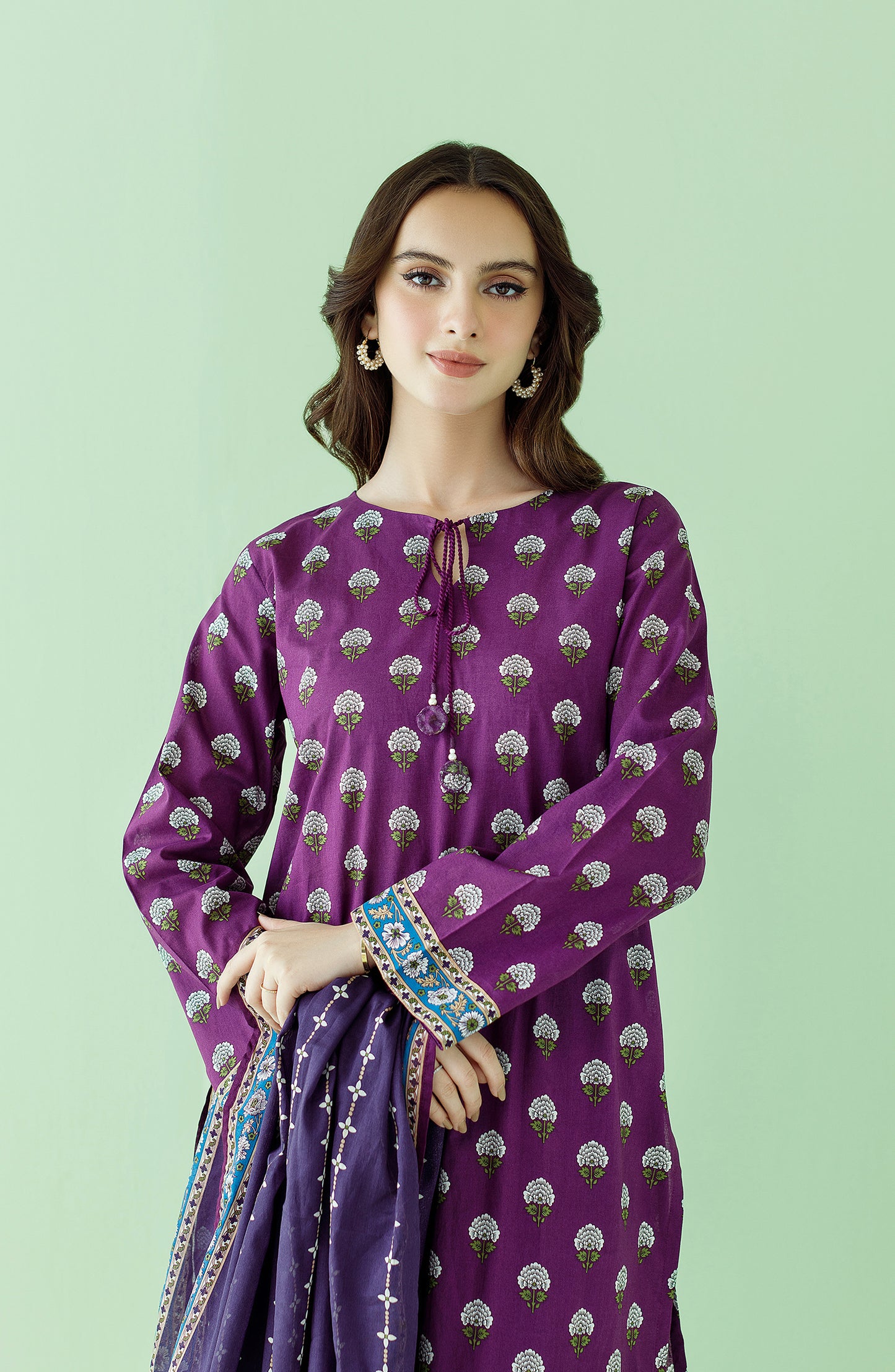 OTL-23-359/U PURPLE LAWN Women UNSTITCHED SHIRT DUPATTA PANTS