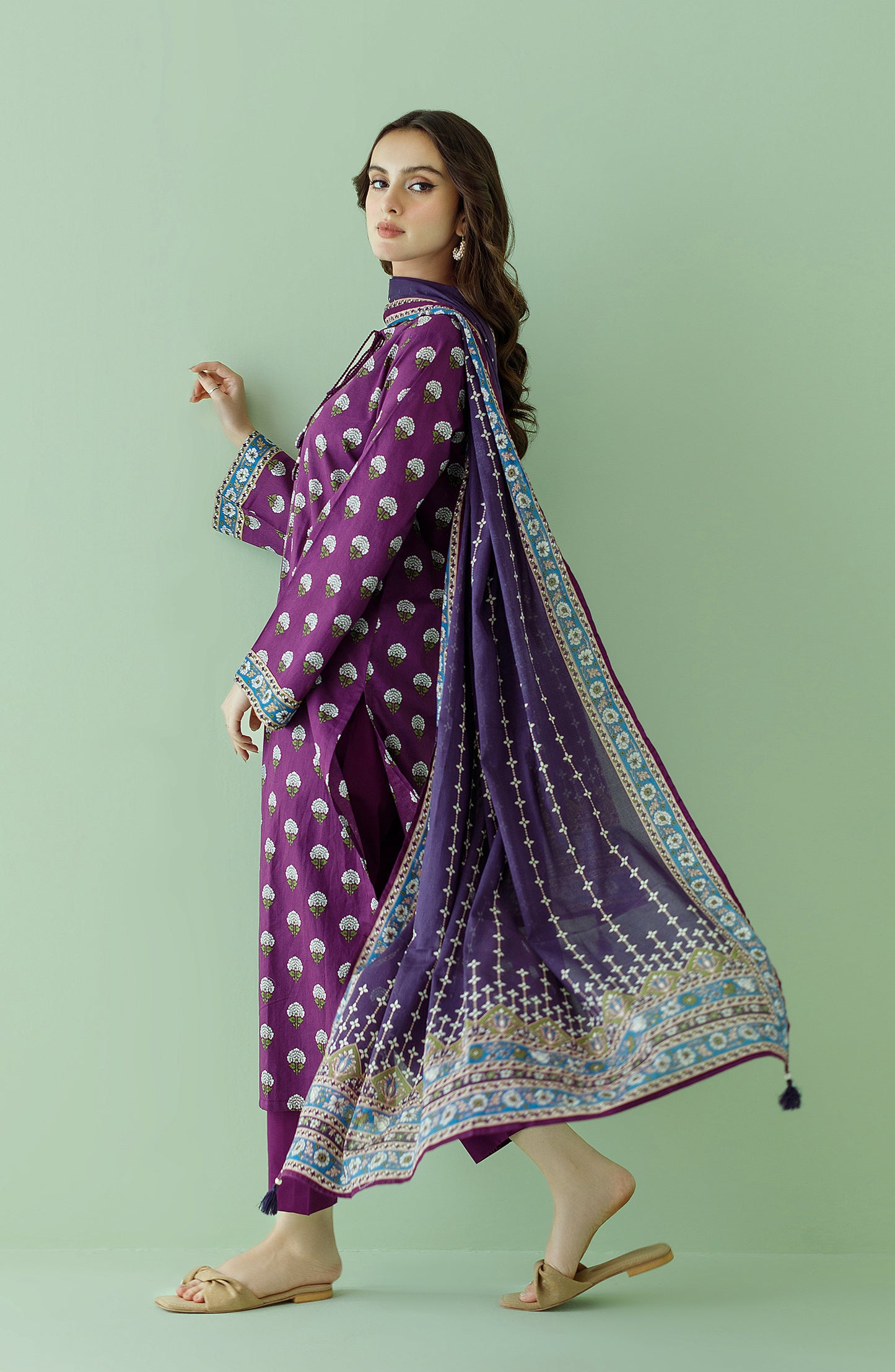 OTL-23-359/U PURPLE LAWN Women UNSTITCHED SHIRT DUPATTA PANTS