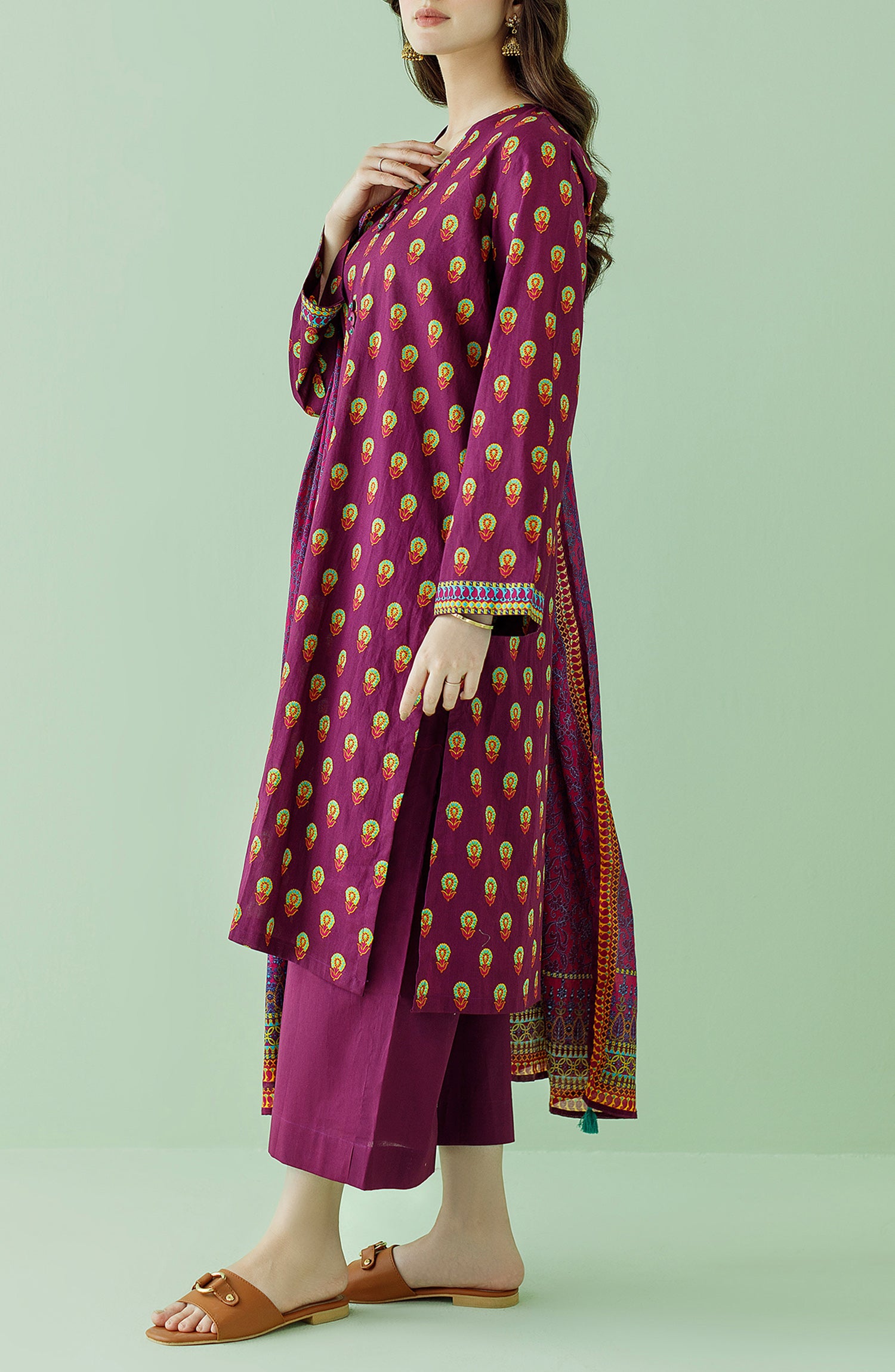 OTL-23-346/U MAGENTA LAWN Women UNSTITCHED SHIRT DUPATTA PANTS