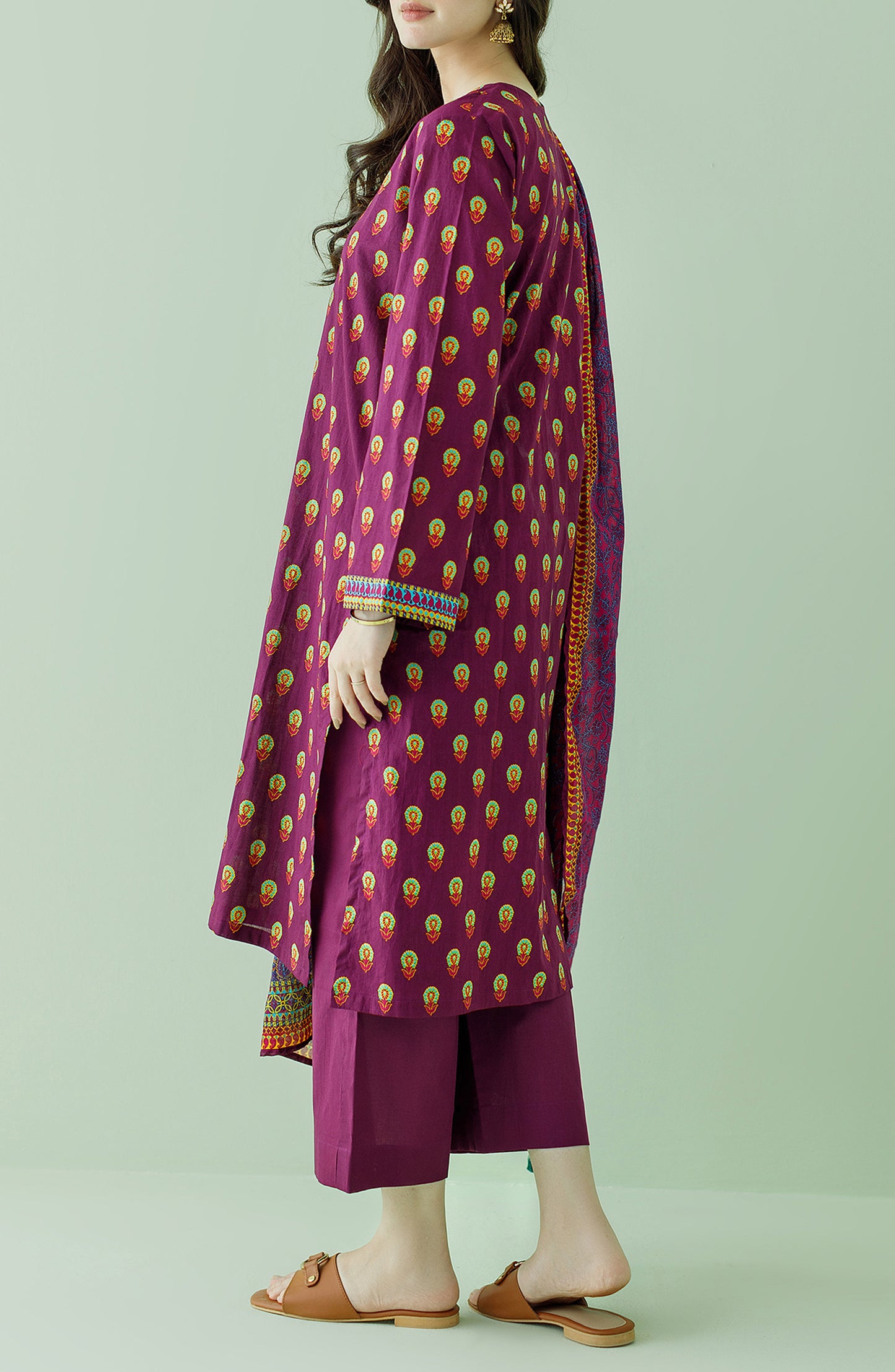 OTL-23-346/U MAGENTA LAWN Women UNSTITCHED SHIRT DUPATTA PANTS