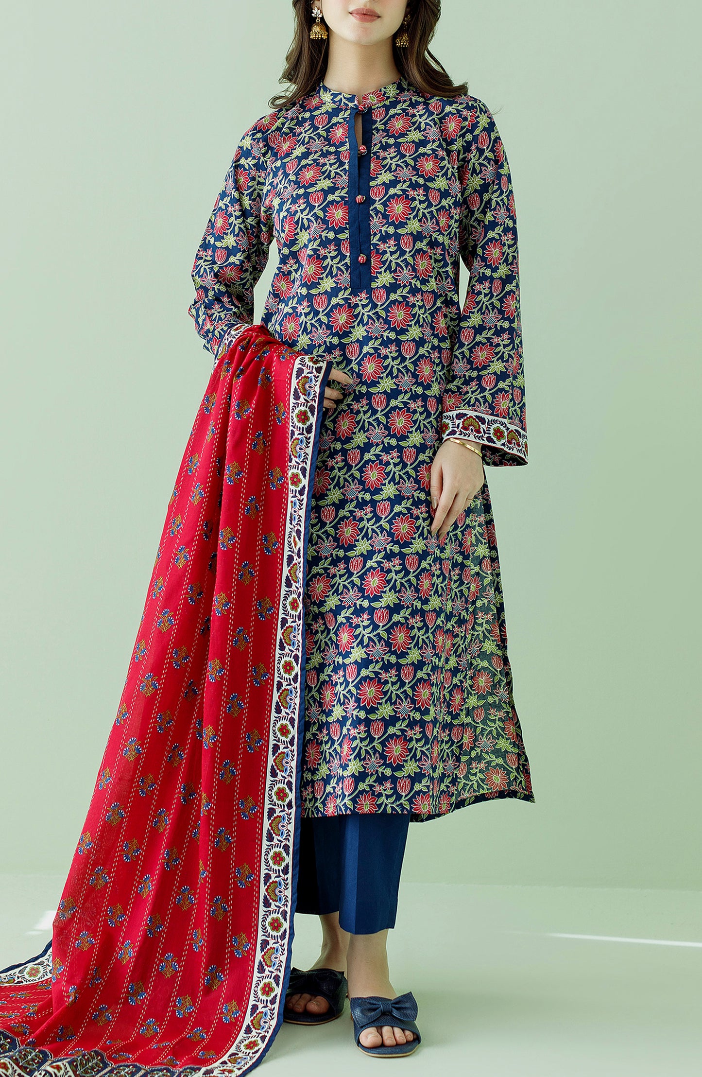 OTL-23-350/U BLUE LAWN Women UNSTITCHED SHIRT DUPATTA PANTS