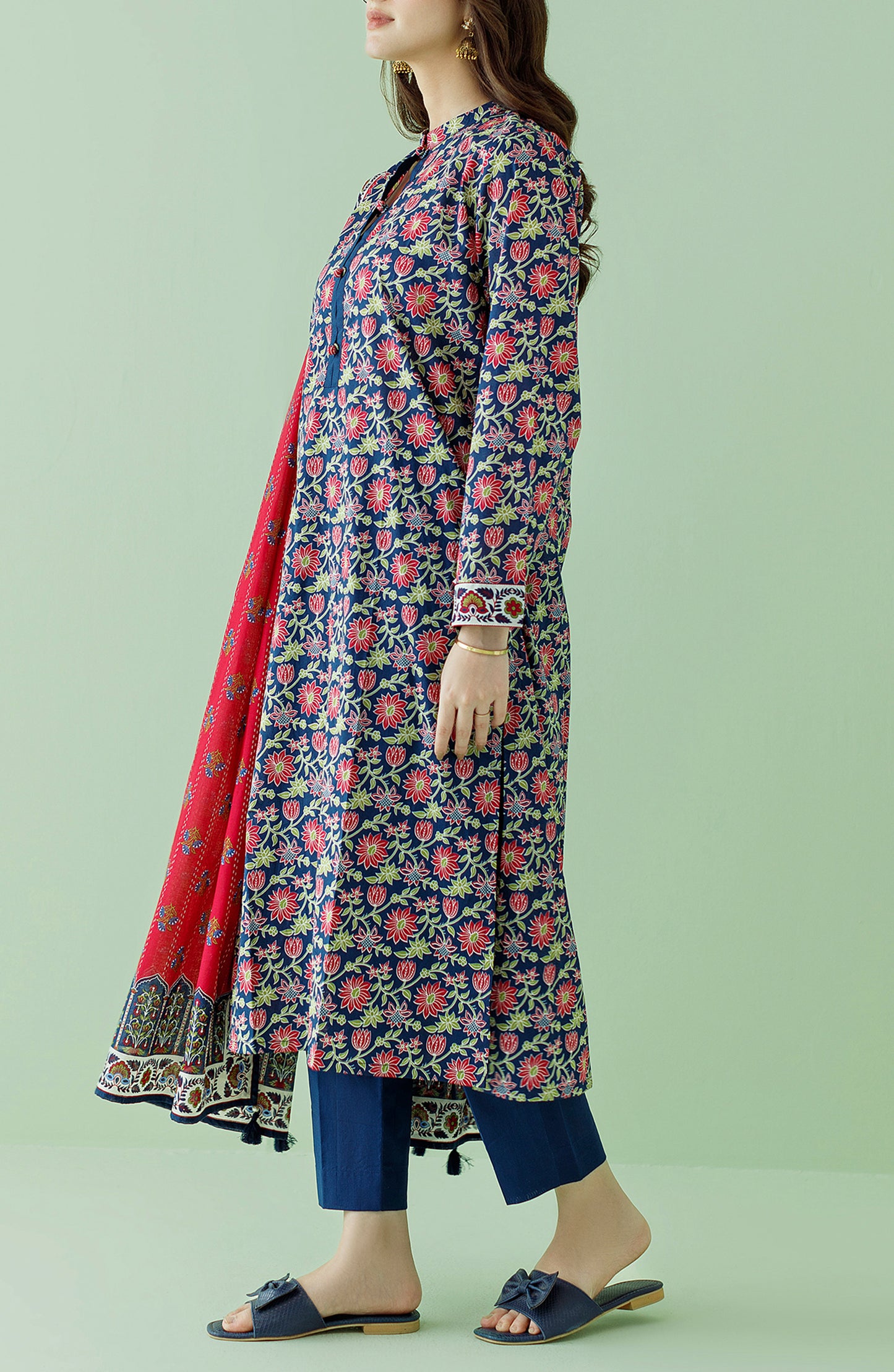 OTL-23-350/U BLUE LAWN Women UNSTITCHED SHIRT DUPATTA PANTS