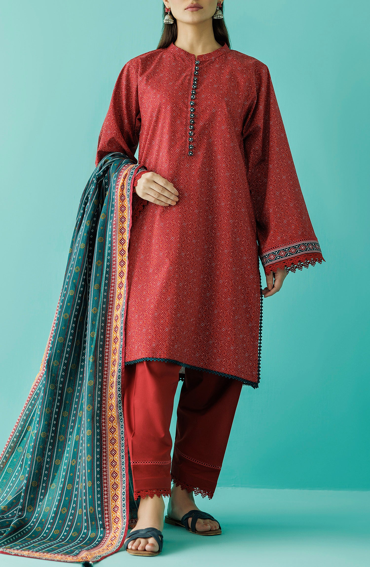 OTL-24-056/U MAROON LAWN Women UNSTITCHED SHIRT DUPATTA PANTS