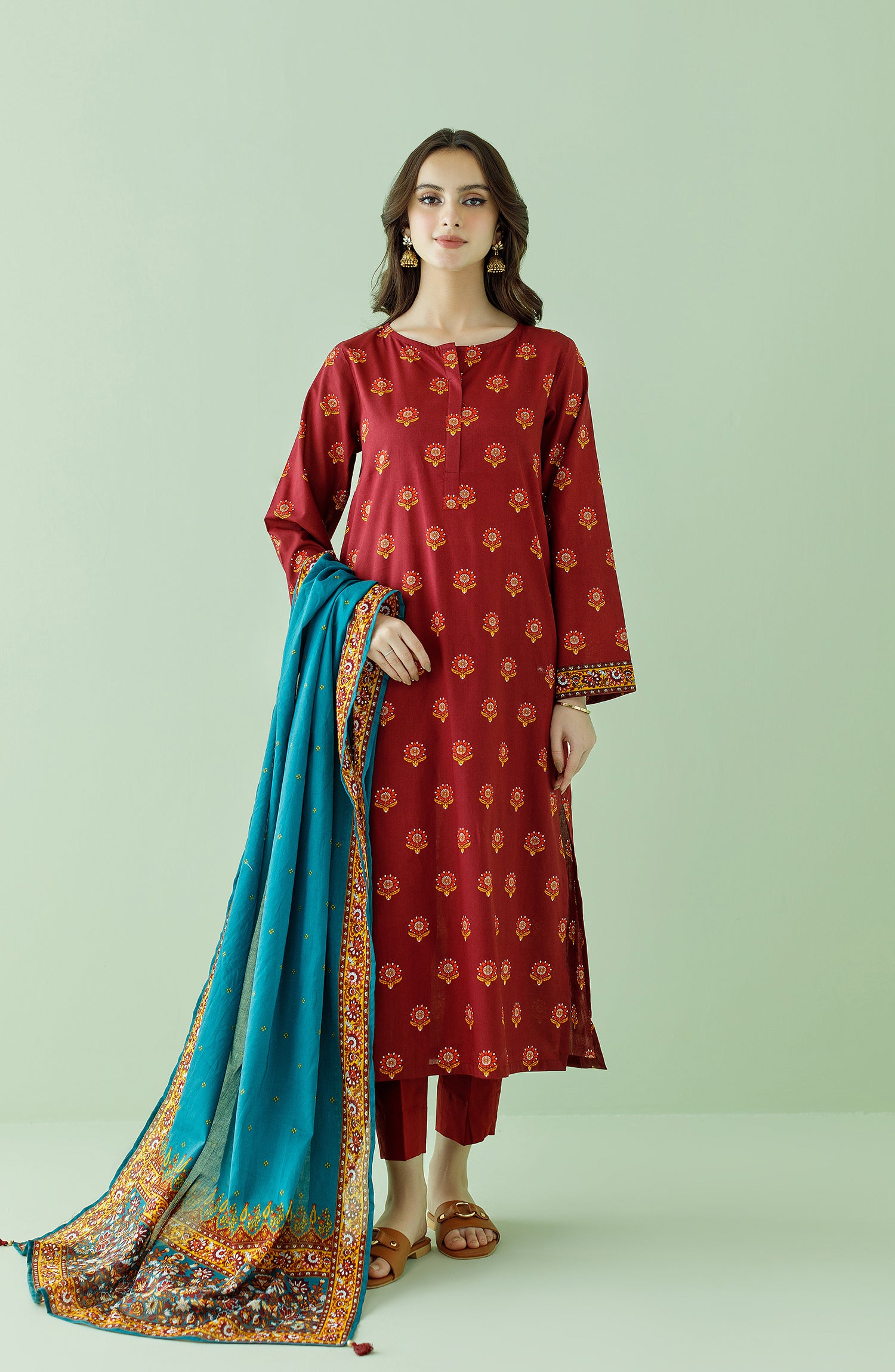 OTL-23-365/U MAROON LAWN Women UNSTITCHED SHIRT DUPATTA PANTS