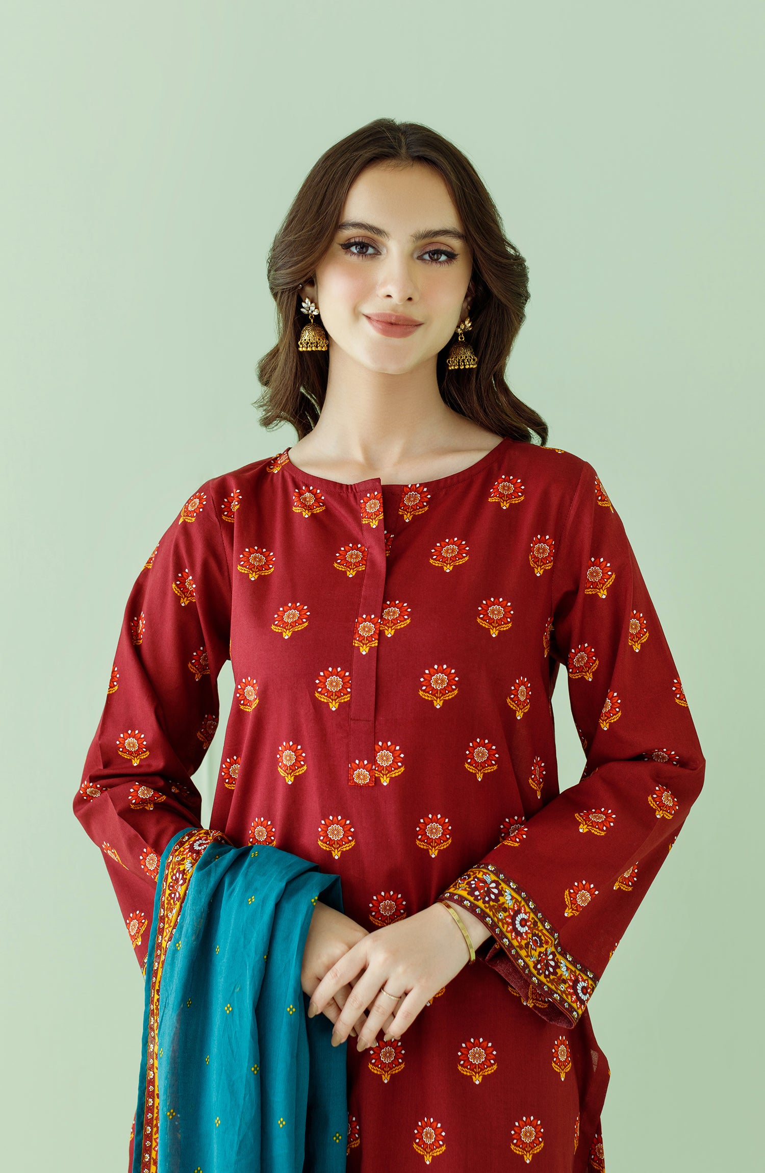 OTL-23-365/U MAROON LAWN Women UNSTITCHED SHIRT DUPATTA PANTS