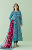 Stitched 3 Piece Printed Lawn Shirt , Cambric Pant and Lawn Dupatta (OTL-23-358/S TEAL)