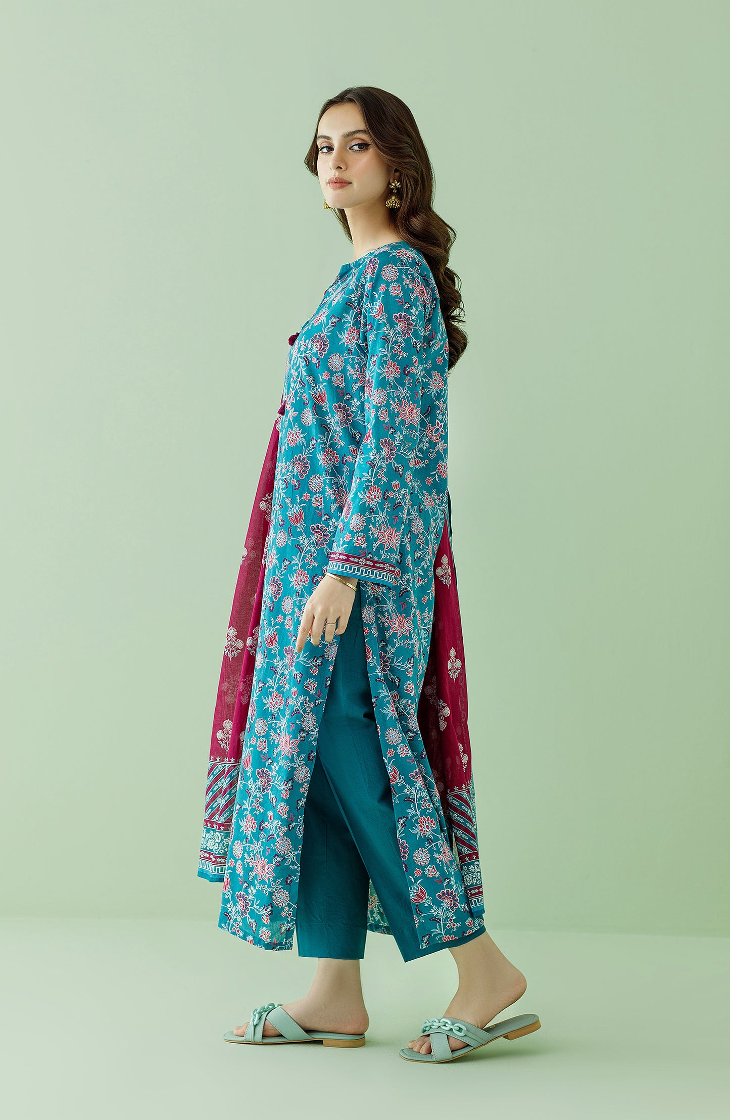 OTL-23-358/S TEAL LAWN Women READY TO WEAR SHIRT DUPATTA PANTS