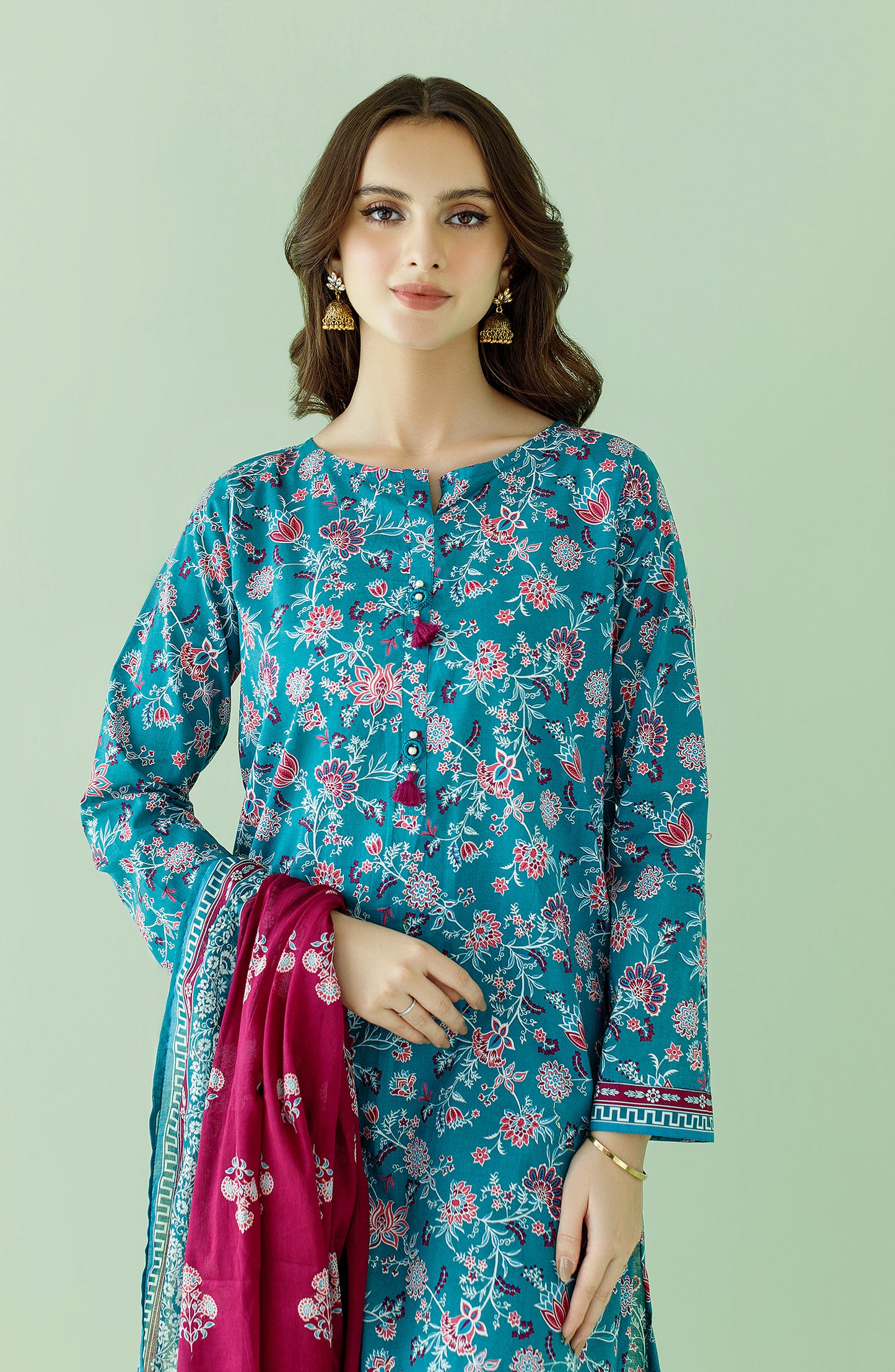 OTL-23-358/S TEAL LAWN Women READY TO WEAR SHIRT DUPATTA PANTS