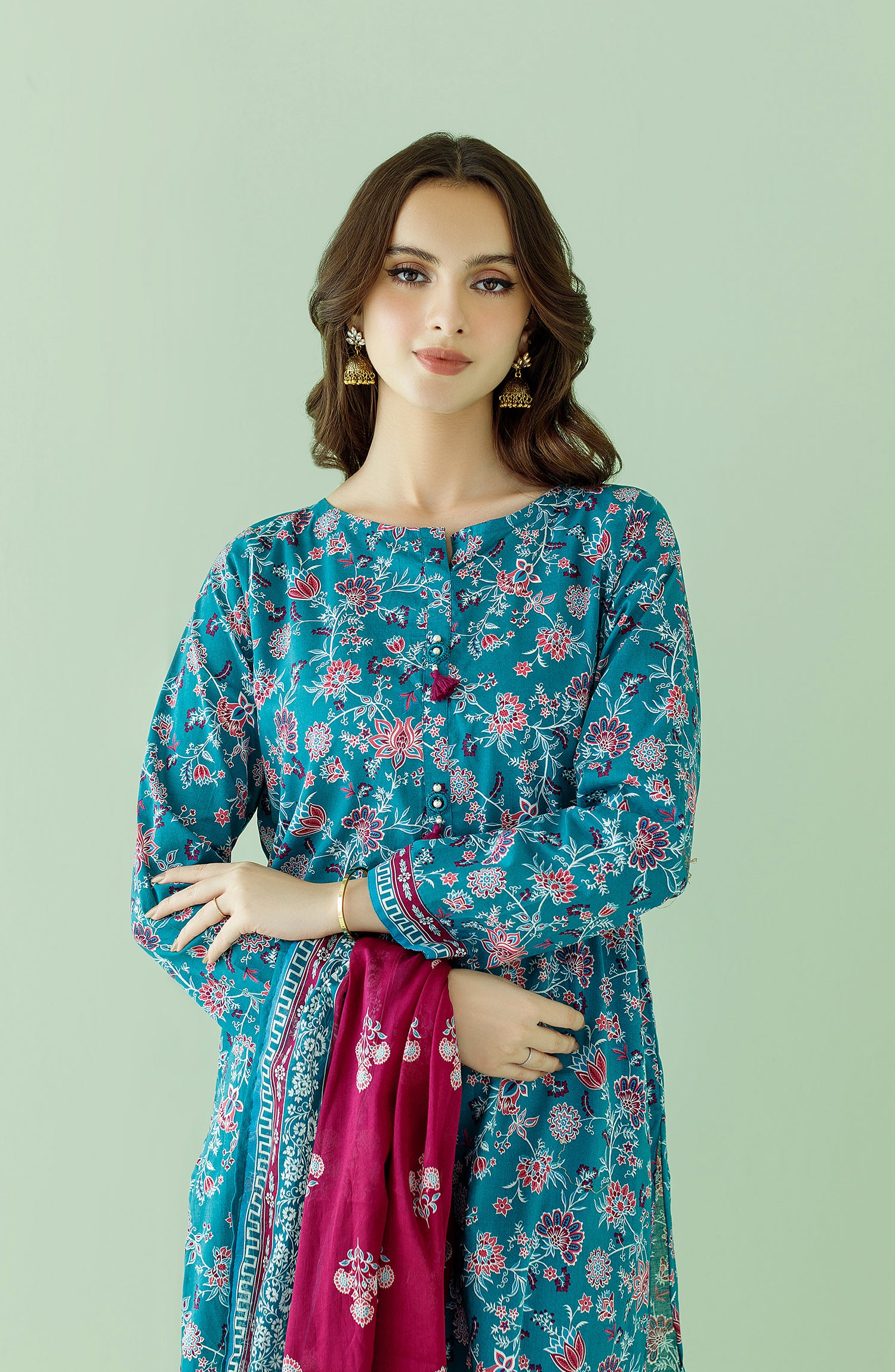 OTL-23-358/S TEAL LAWN Women READY TO WEAR SHIRT DUPATTA PANTS