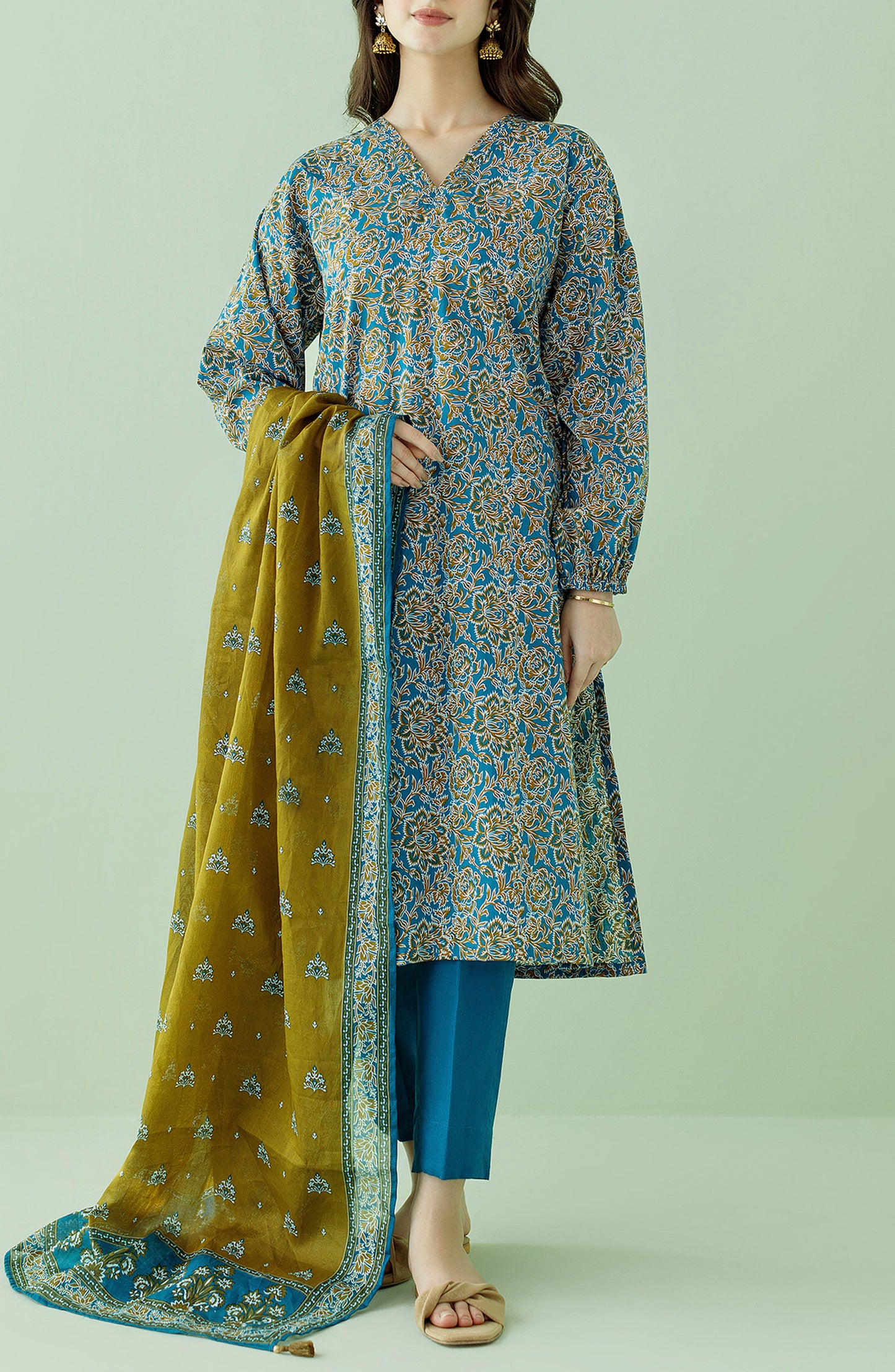 OTL-23-362/U TEAL LAWN Women UNSTITCHED SHIRT DUPATTA PANTS