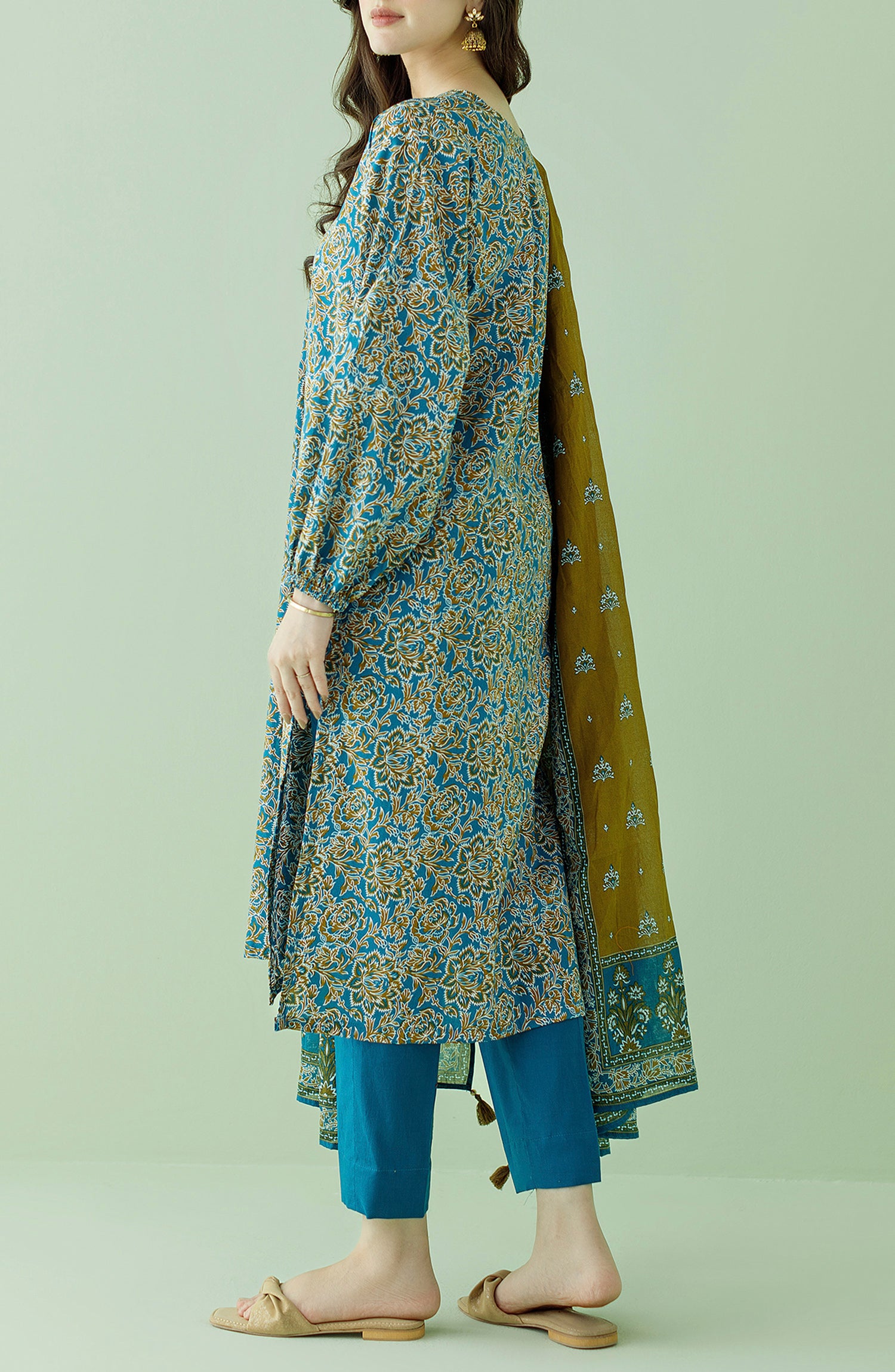 OTL-23-362/U TEAL LAWN Women UNSTITCHED SHIRT DUPATTA PANTS