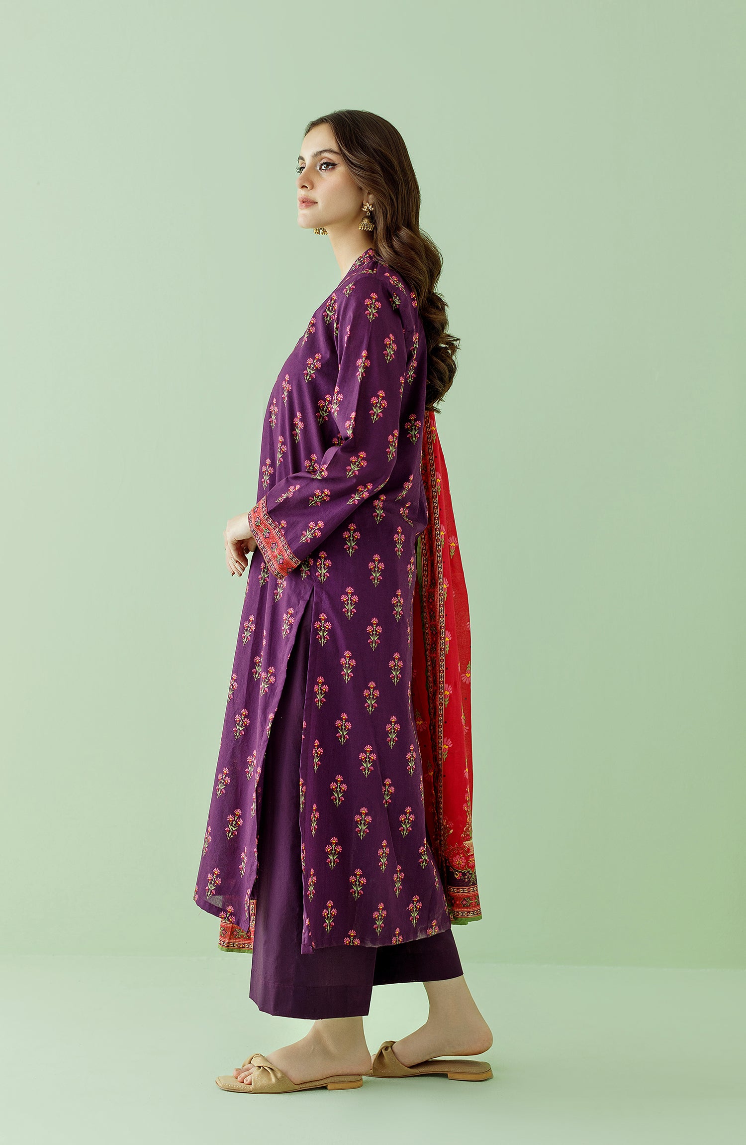 OTL-23-347/S PURPLE LAWN Women READY TO WEAR SHIRT DUPATTA PANTS