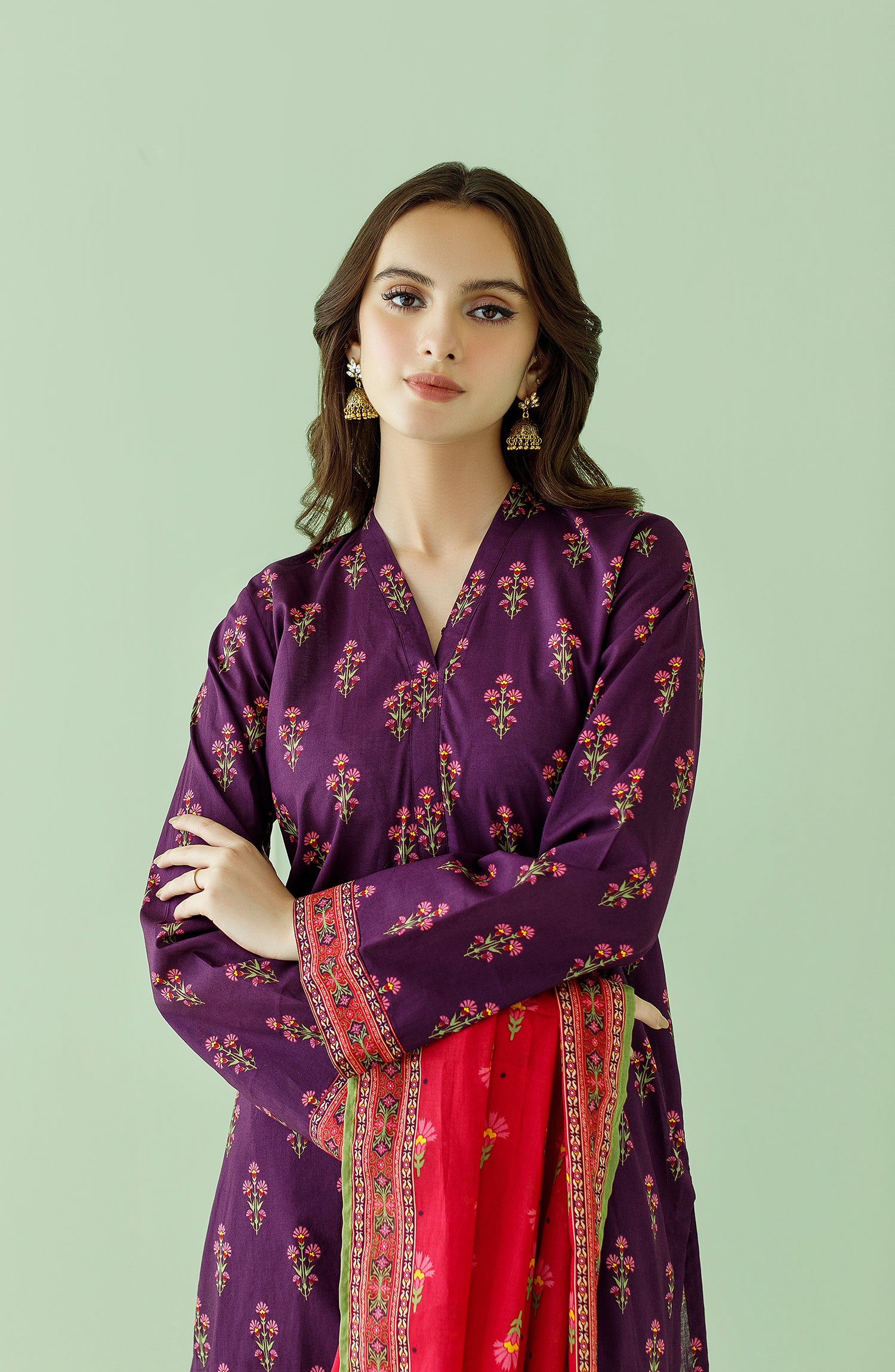 OTL-23-347/S PURPLE LAWN Women READY TO WEAR SHIRT DUPATTA PANTS