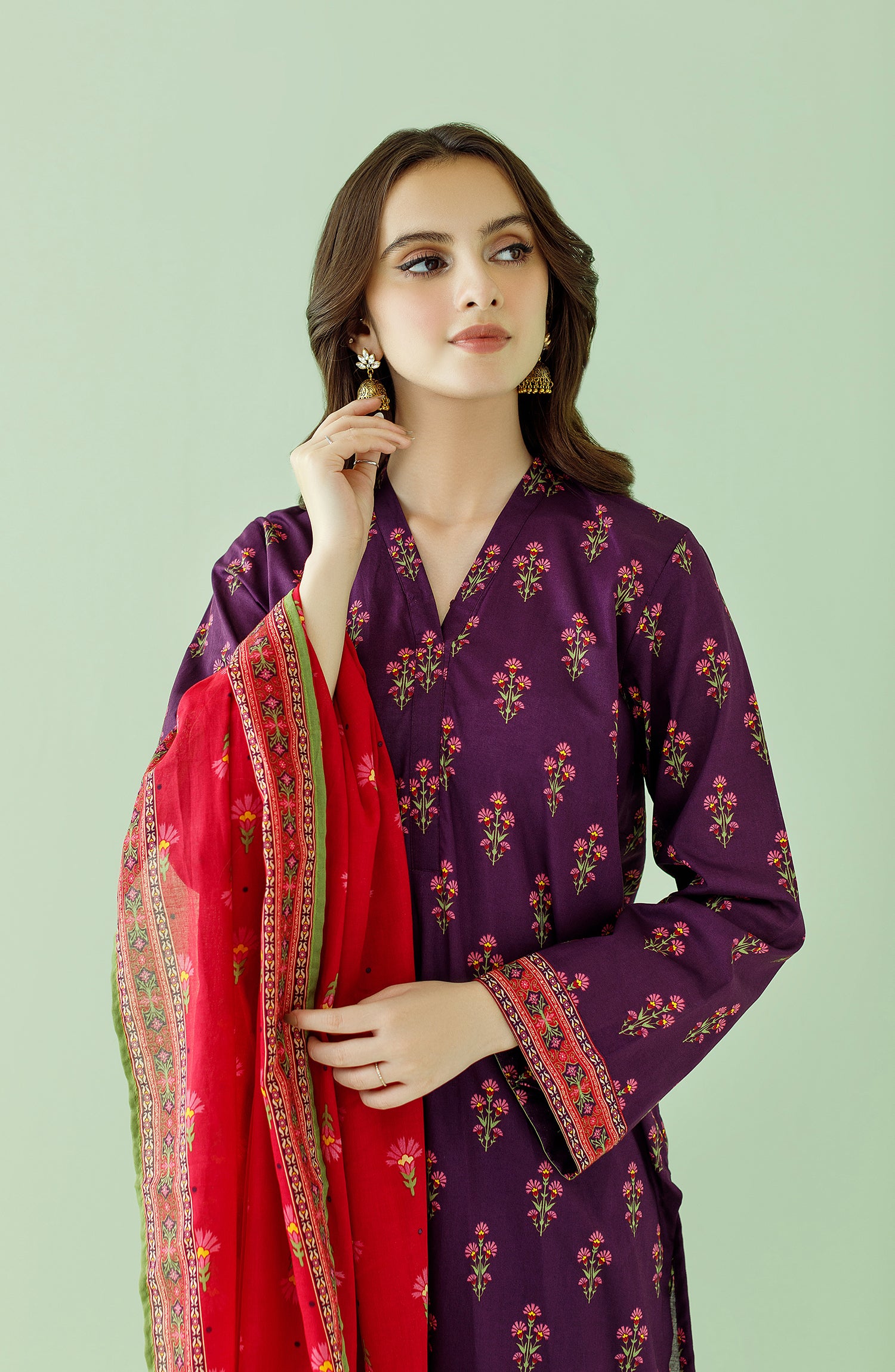 OTL-23-347/S PURPLE LAWN Women READY TO WEAR SHIRT DUPATTA PANTS