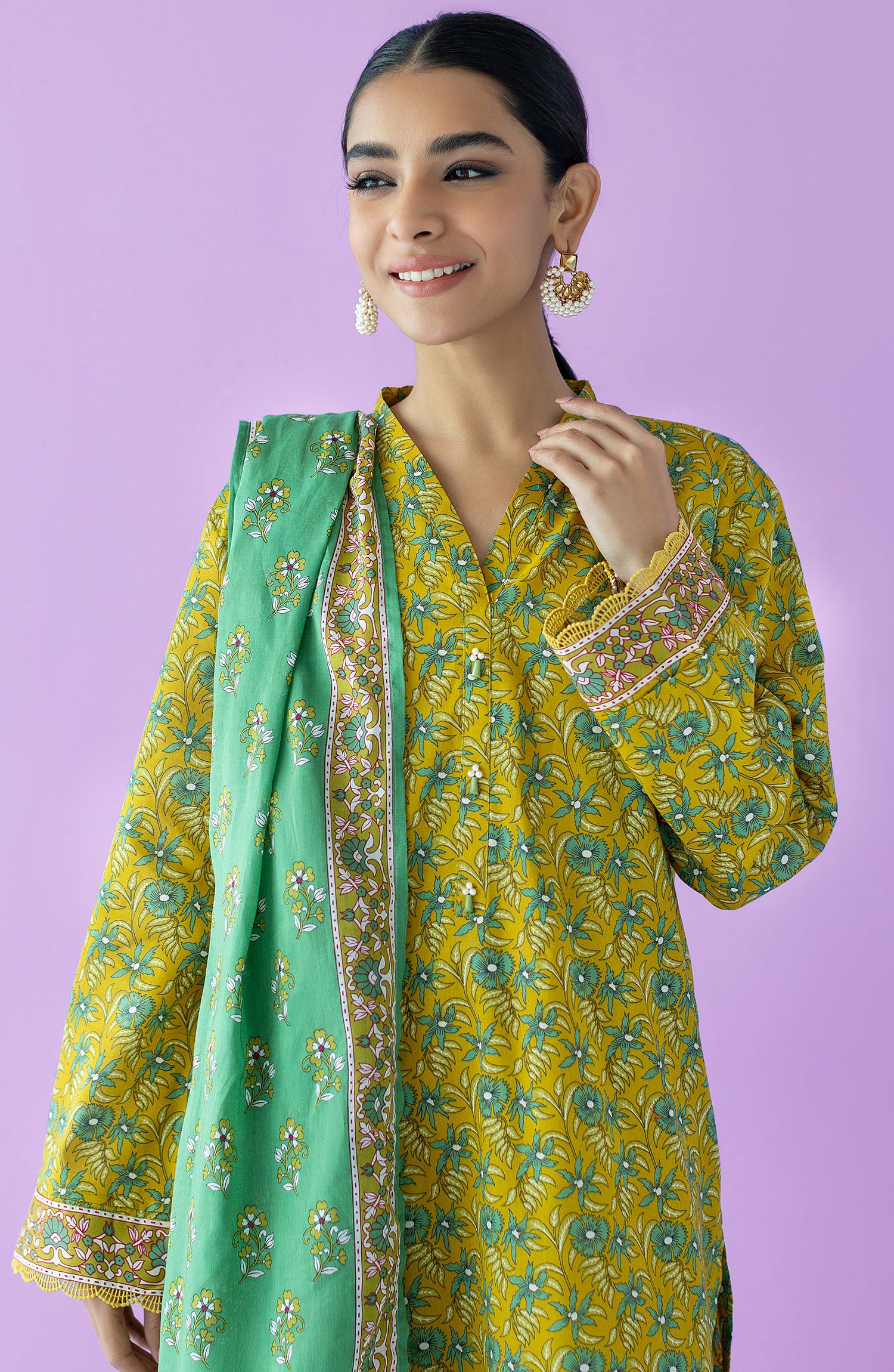 OTL-23-145/U MEHNDI LAWN  UNSTITCHED SHIRT DUPATTA PANTS